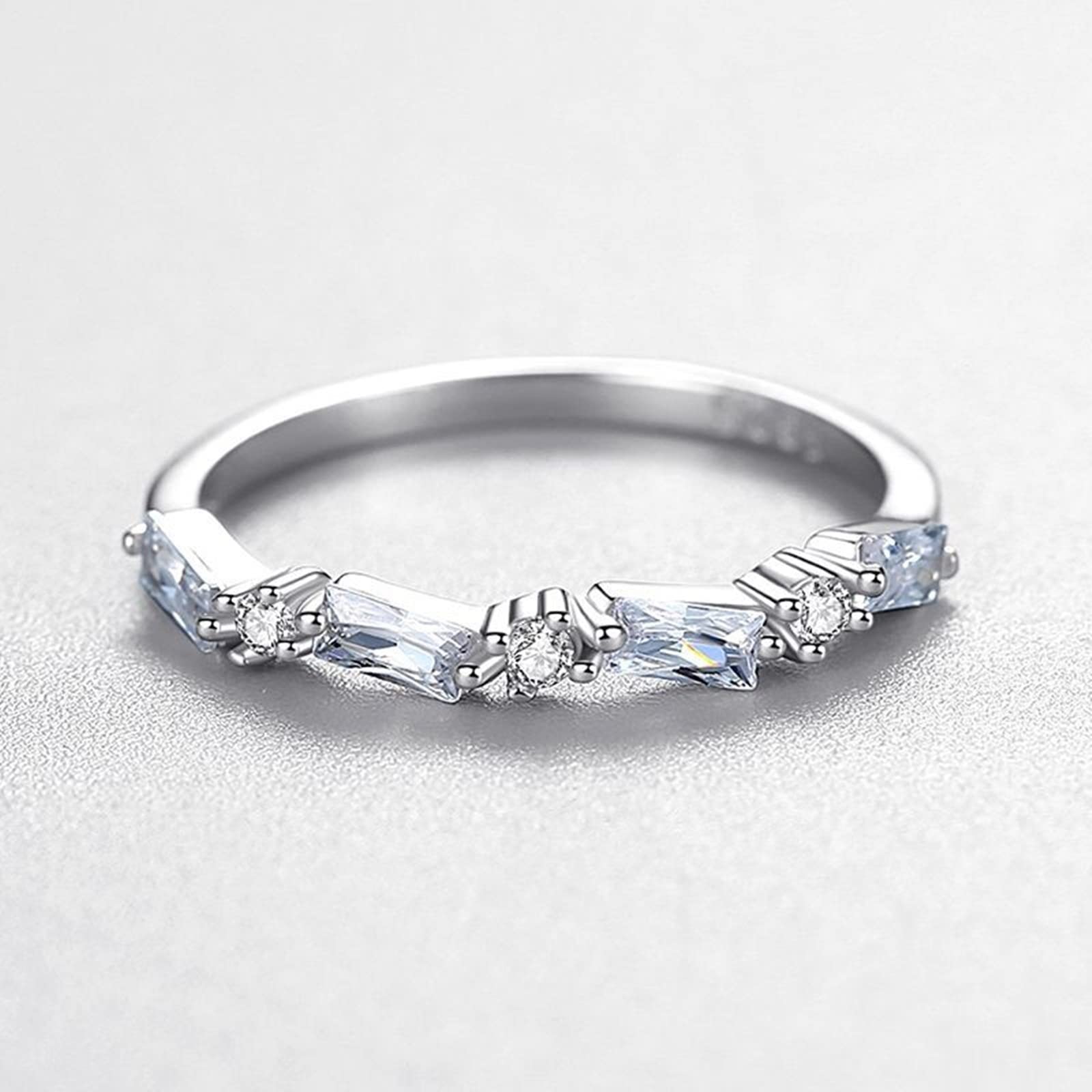 Sterling Silver Cubic Zirconia Promise Rings for Women - Unique Irregular Design Wedding Band, Anniversary Gift for Her - Perfect for Engagements, Proposals & Special Occasions