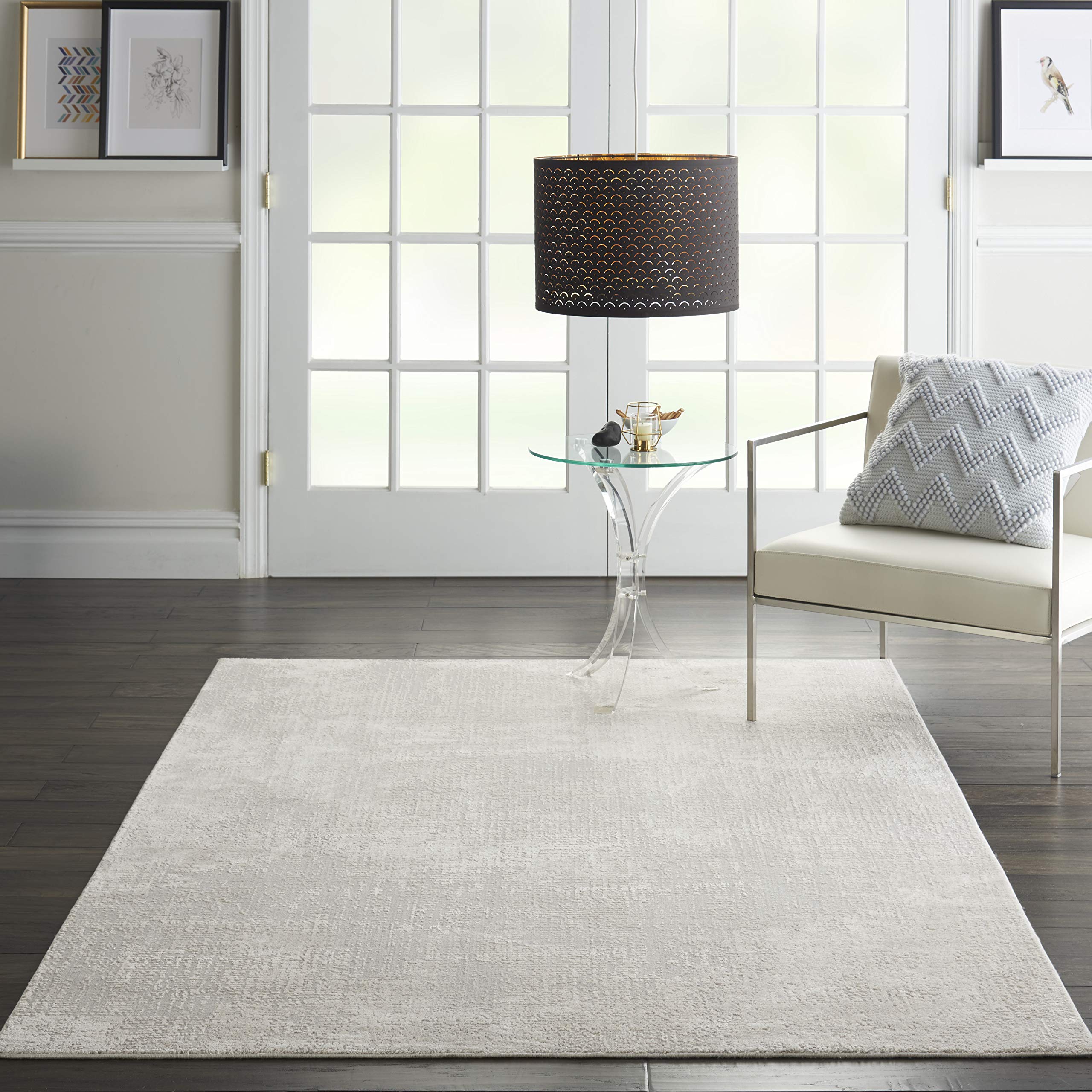 Nourison Sleek Textures Modern Ivory/Grey 5'3