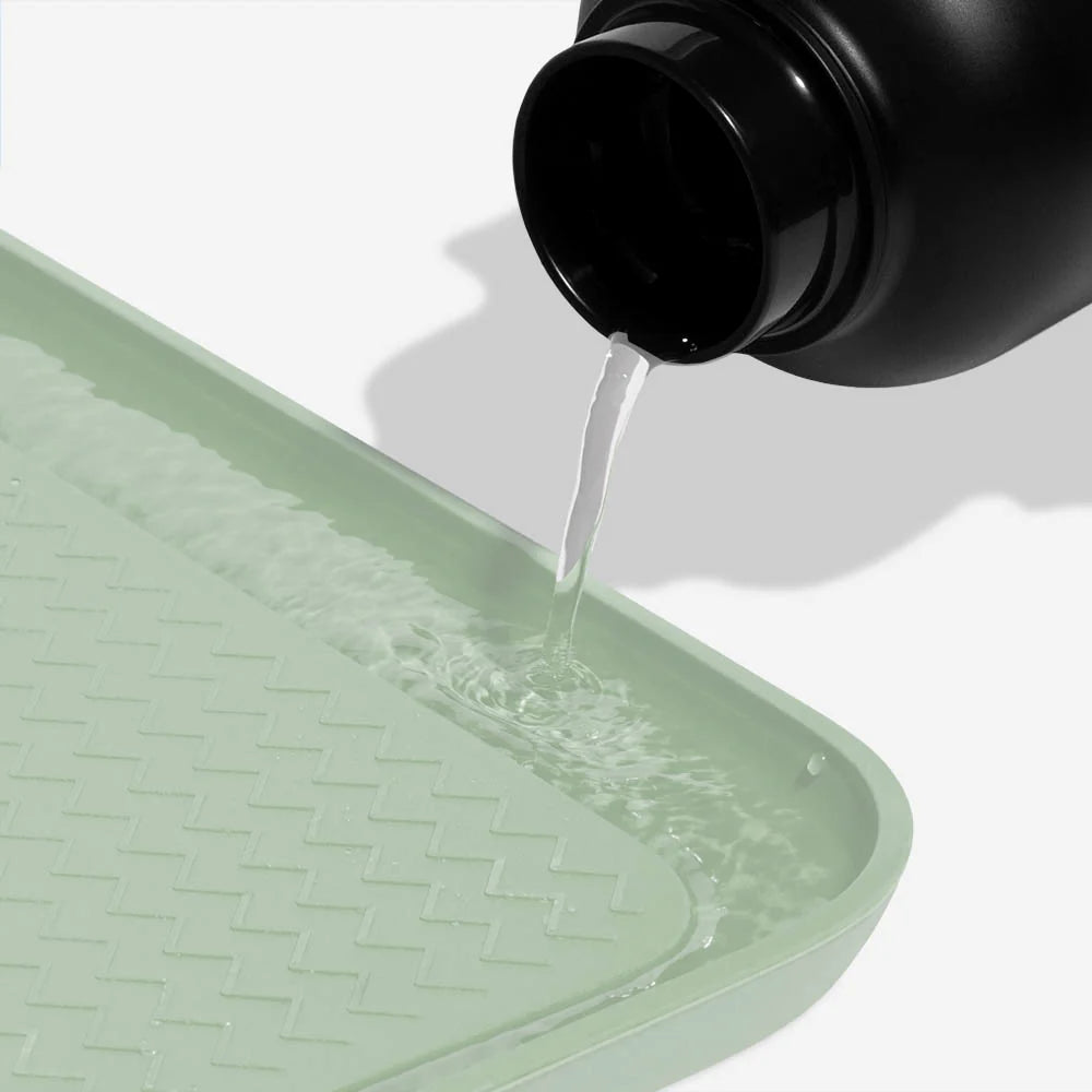 Zee.Dog Sage Green Dish Mat with Ant Barrier - Non-Slip Pet Feeding Mat for Dogs & Cats, Perfect for Kitchens, Outdoor Patios, and Travel Use