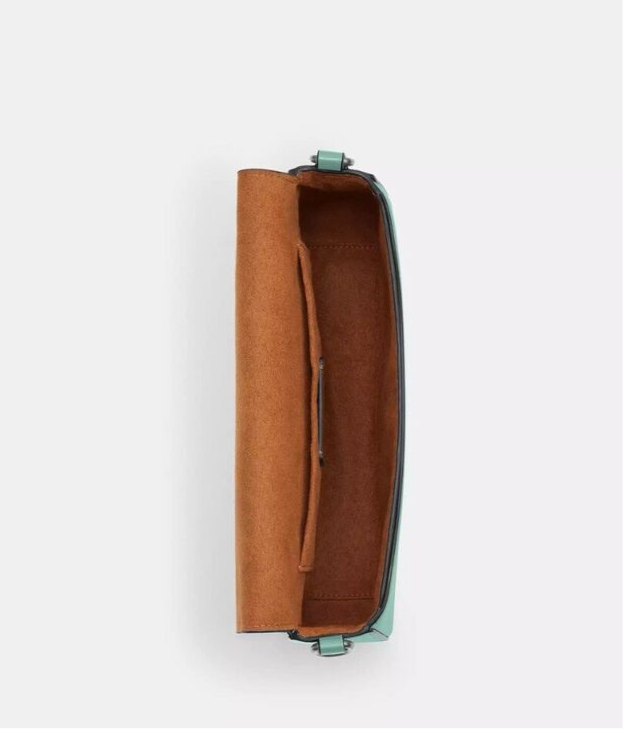 Coach Leather Medium Andrea Shoulder Bag in Faded Blue | Premium Crossbody Purse for Women | Perfect for Work, Travel & Everyday Use