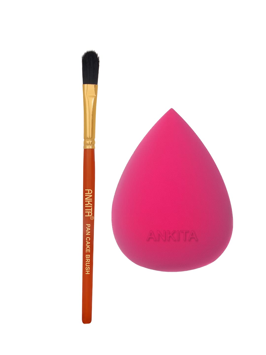 Chhavi Creation Pancake Brush & Beauty Blender Set - Professional Makeup Sponge & Foundation Brush Kit for Flawless Makeup Application - Perfect for Contouring, Blending, and Airbrush Finish
