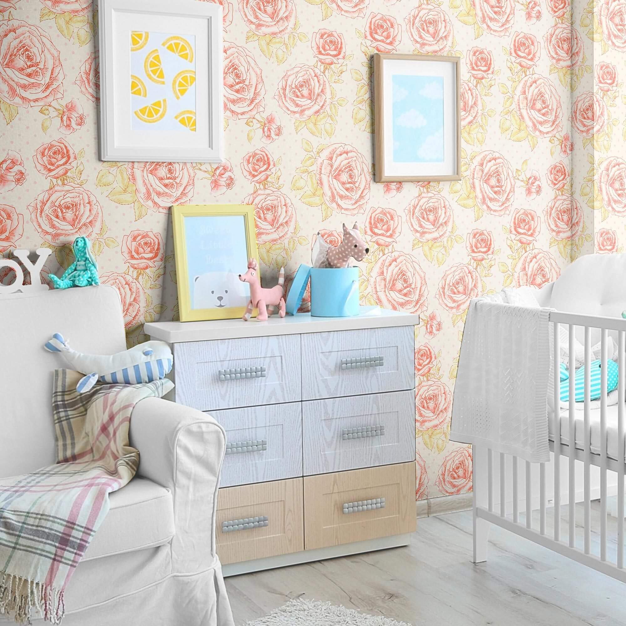 Red and Pink Textured Floral Peel and Stick Removable Wallpaper - Self-Adhesive Decorative Wall Covering for Bedroom, Living Room, Nursery & Home Decor