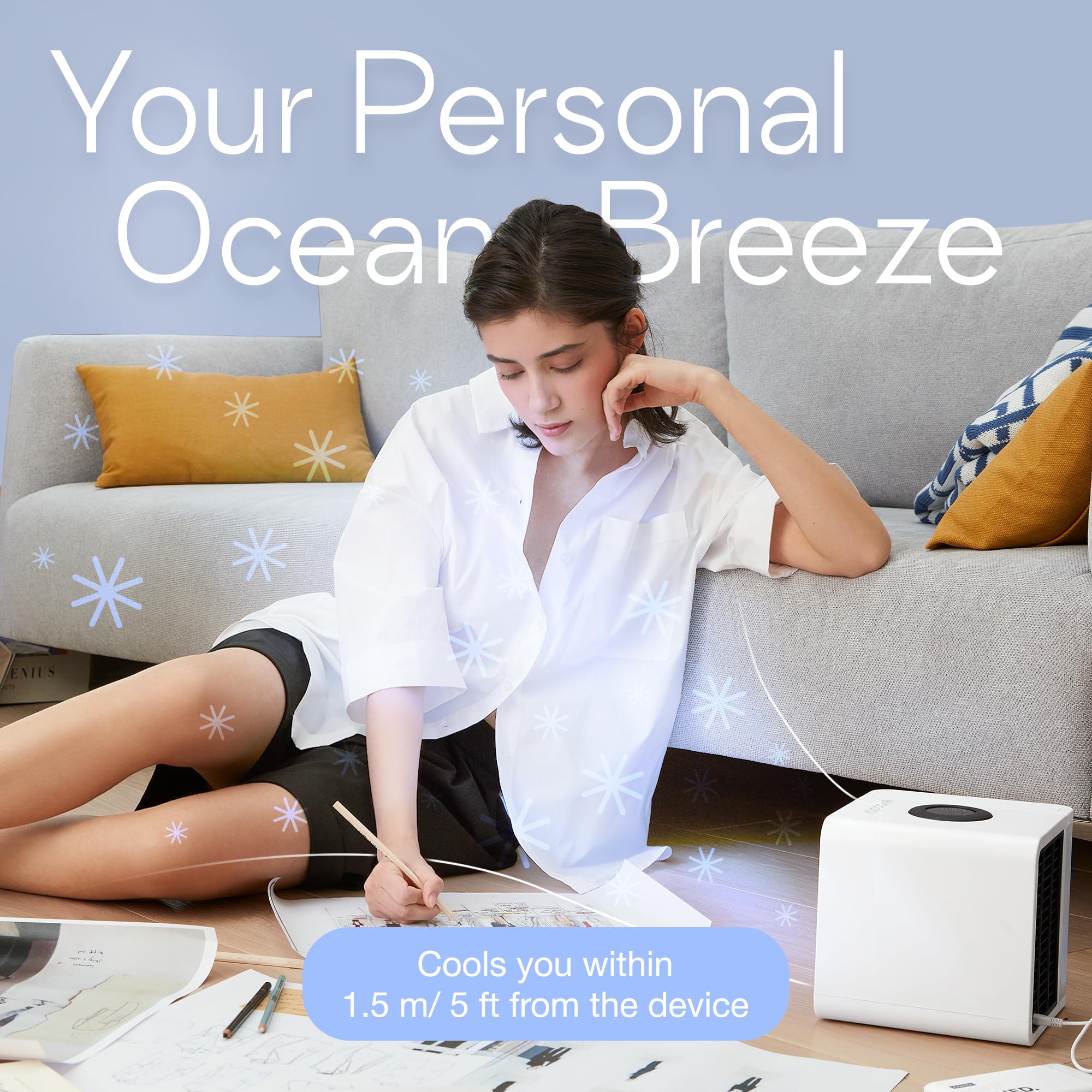 Evalight Portable Air Cooler with Evabottle Water Bottle - Personal Cooling Fan for Home, Office, Travel & Outdoor Activities
