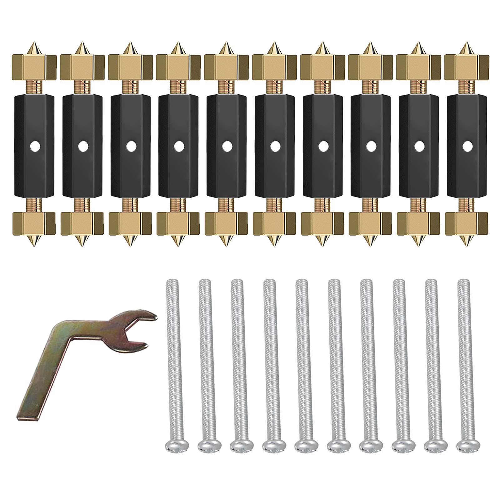 VideoPUP Universal Cassette Repair Device - 118 Type Electrical Outlet Box Repair Kit with 10 Screws, Sturdy Support Rod & Wrench - Upgraded Nylon Insulation (Black+Gold) for Home Electrical Maintenance & DIY Projects