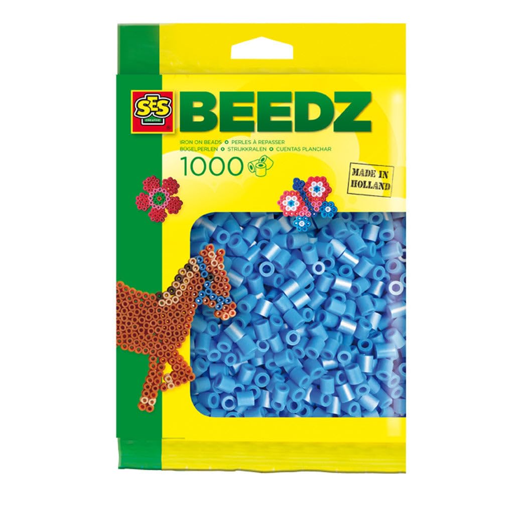 SES Creative Iron On Beads - 1000 Blue Perler Beads for DIY Crafts, Jewelry Making & Kids Art Projects | Perfect for Scrapbooking, Home Decor & Party Favors