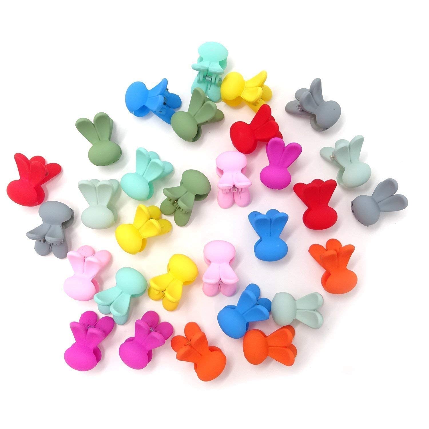 Bunny Ear Mini Hair Clips for Girls - 10 Pcs Multicolor Hair Claws & Bangs Clips for Kids, Teens & Women - Perfect for School, Parties & Everyday Hairstyles