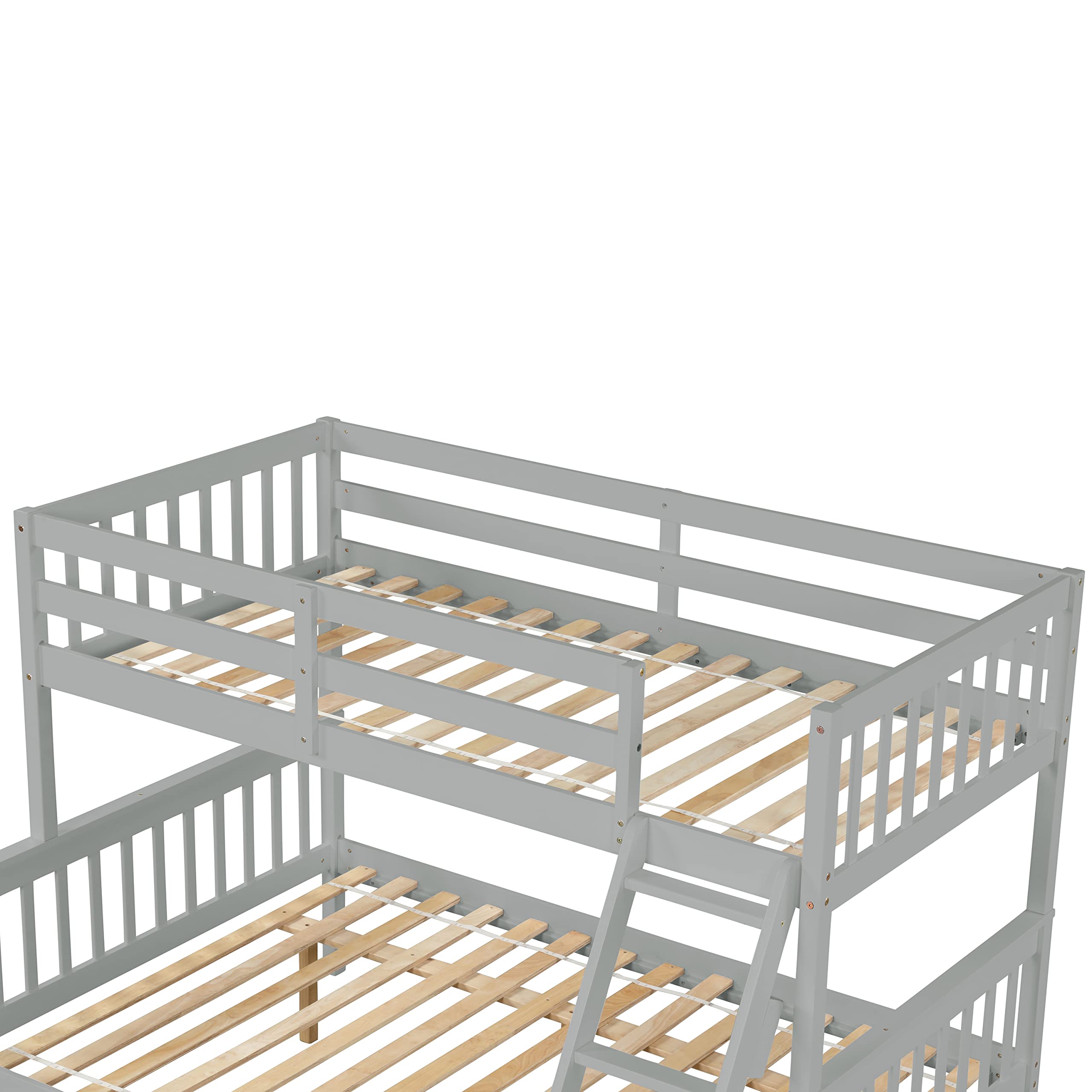 Convertible Twin Over Full Bunk Bed with Trundle - Solid Wood Frame for Kids & Adults - Space Saving for Small Rooms