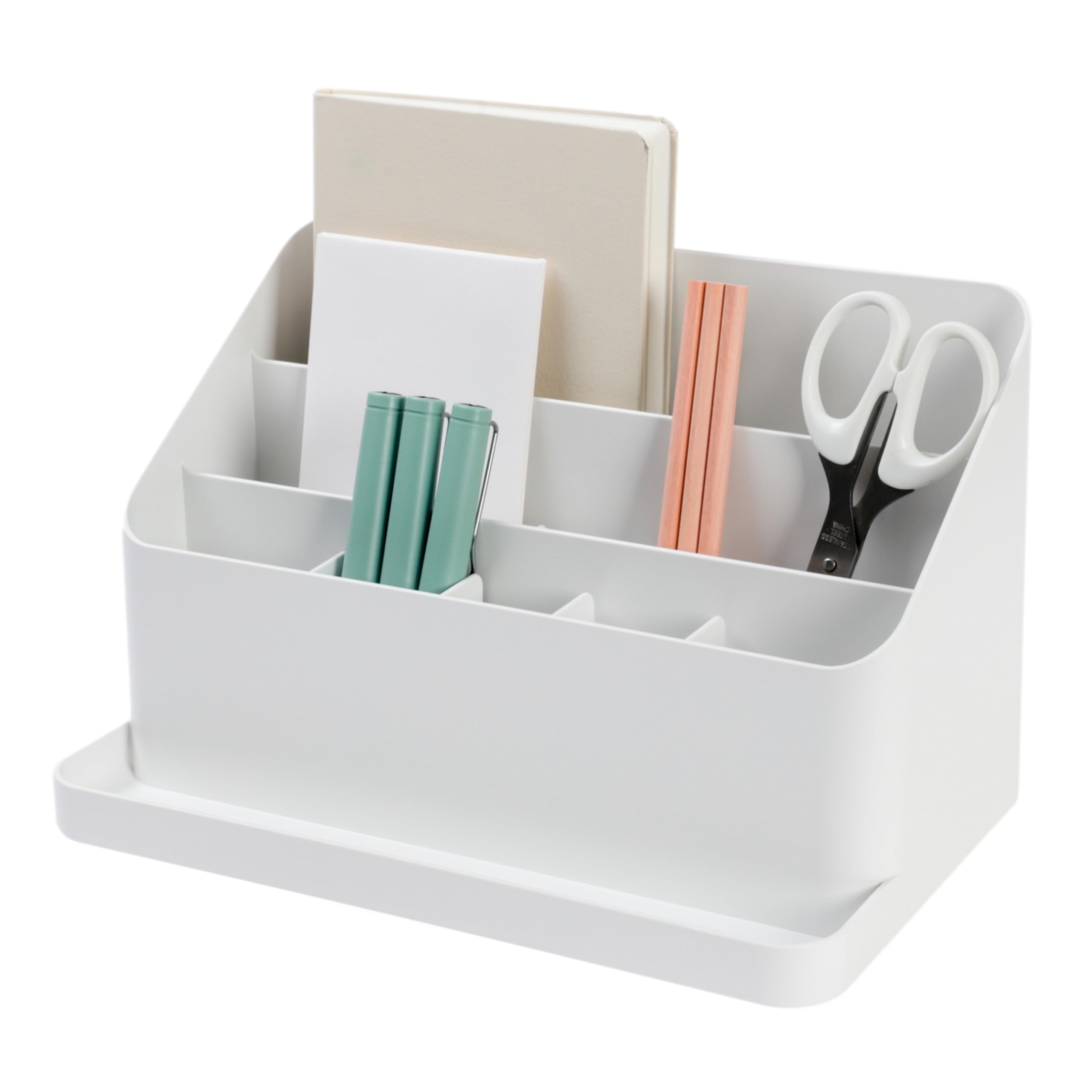 BLUE GINKGO Large Desk Organizer - Premium Office & Craft Storage Solution | White Stationery Organizer, Pencil & Pen Holder | Made in Korea | Perfect for Home Office, Study Desk & School Supplies Organization
