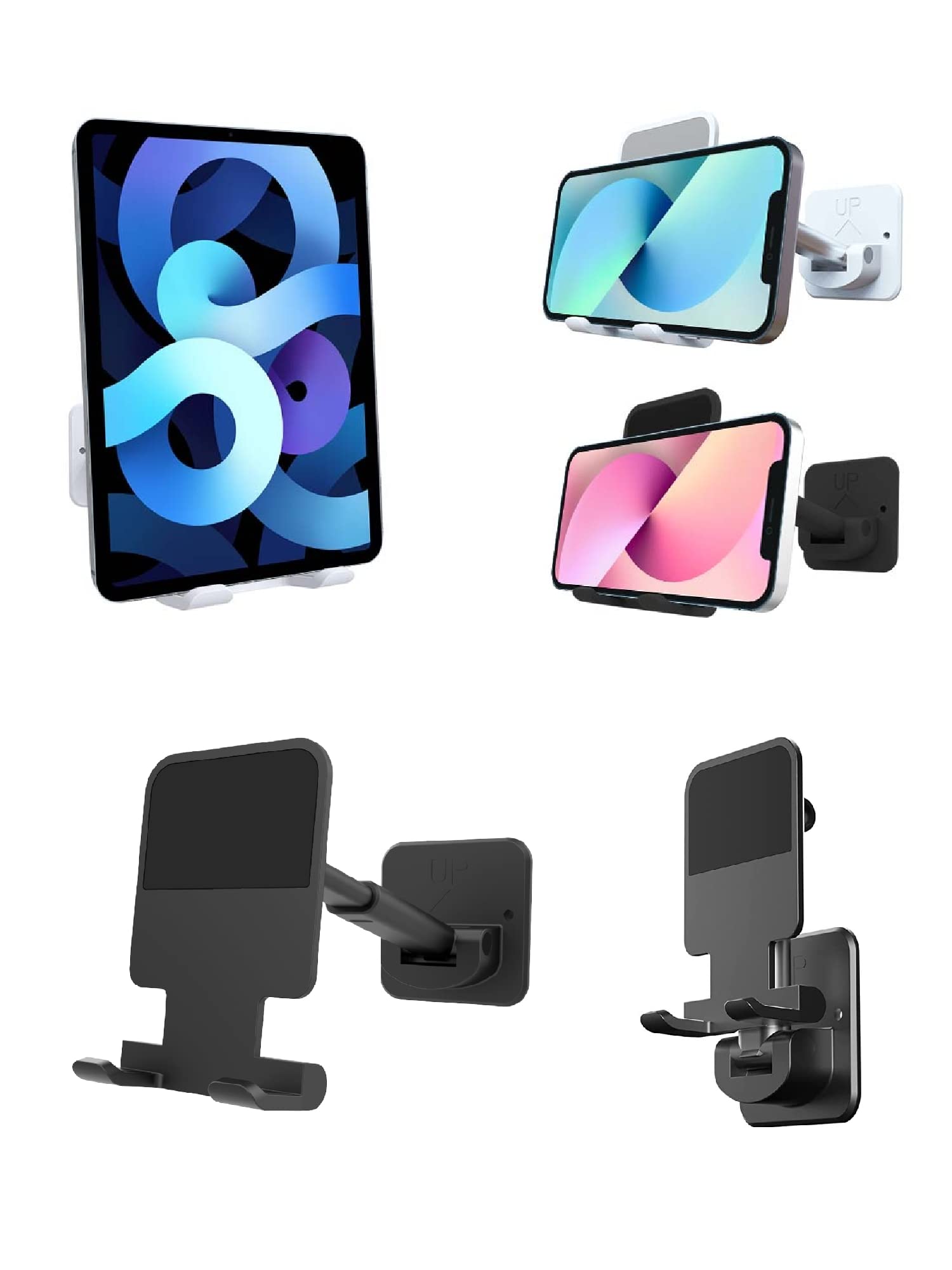 Foldable Extendable Wall Mount Stand for iPad, Tablet & Cell Phone - Universal Holder for Desk, Mirror, Bathroom, Bedroom, Kitchen & Office - Compatible with Most iPhones & Tablets (Perfect for Hands-Free Viewing, Video Calls & Cooking)