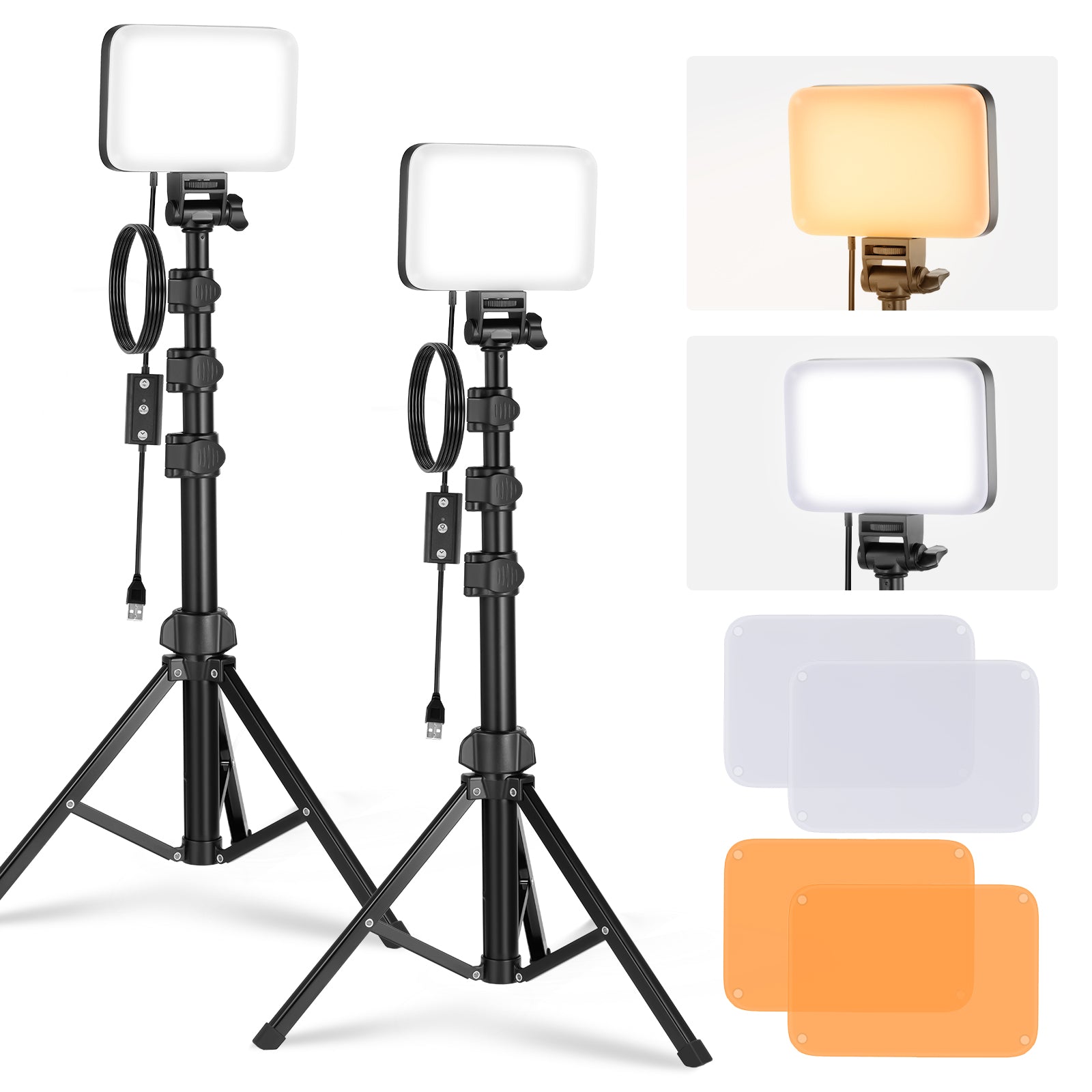 NEEWER BASICS BP66 2 Pack Bi-Color LED Video Light Panel Kit - 3200K-5600K Adjustable, CRI≥95 for YouTube, TikTok, Photography & Studio Lighting