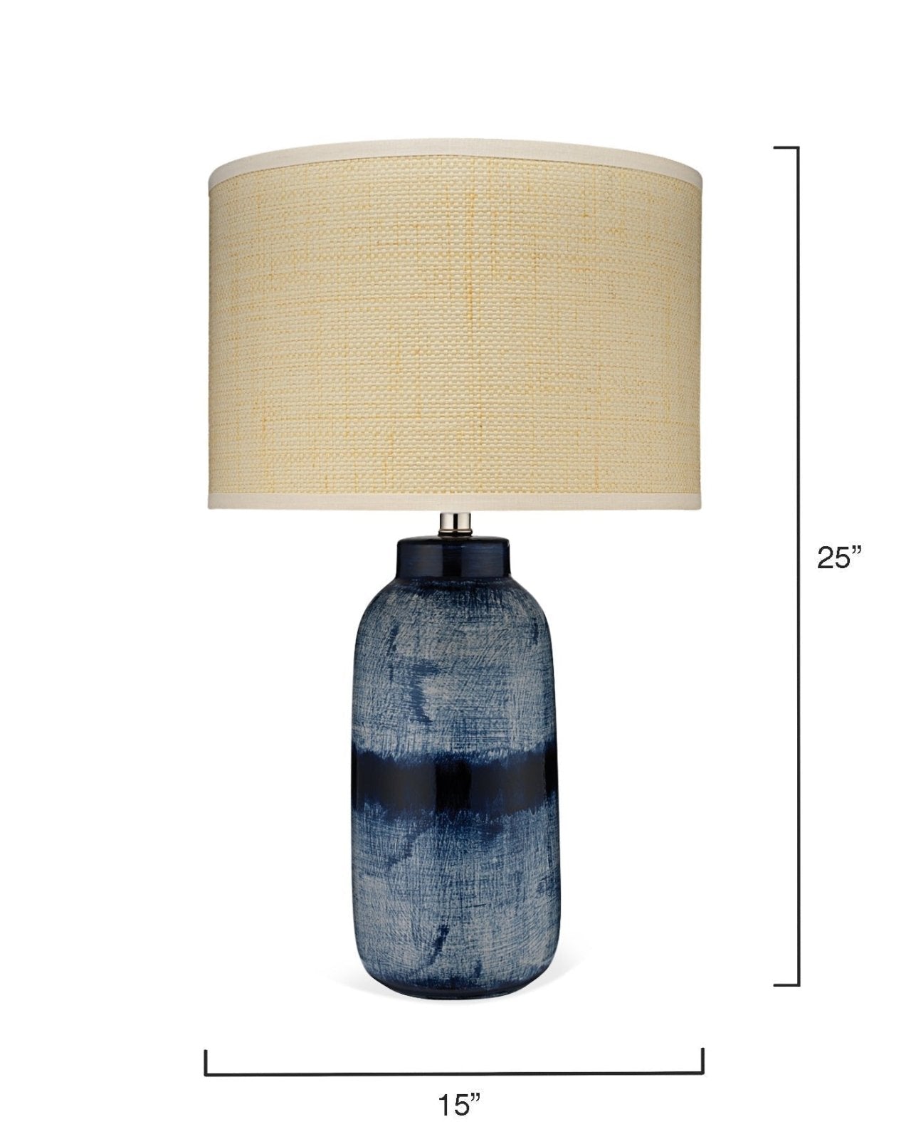 Handmade Batik Table Lamp - Blue & Cream Large Size for Living Room, Bedroom, or Office Decor