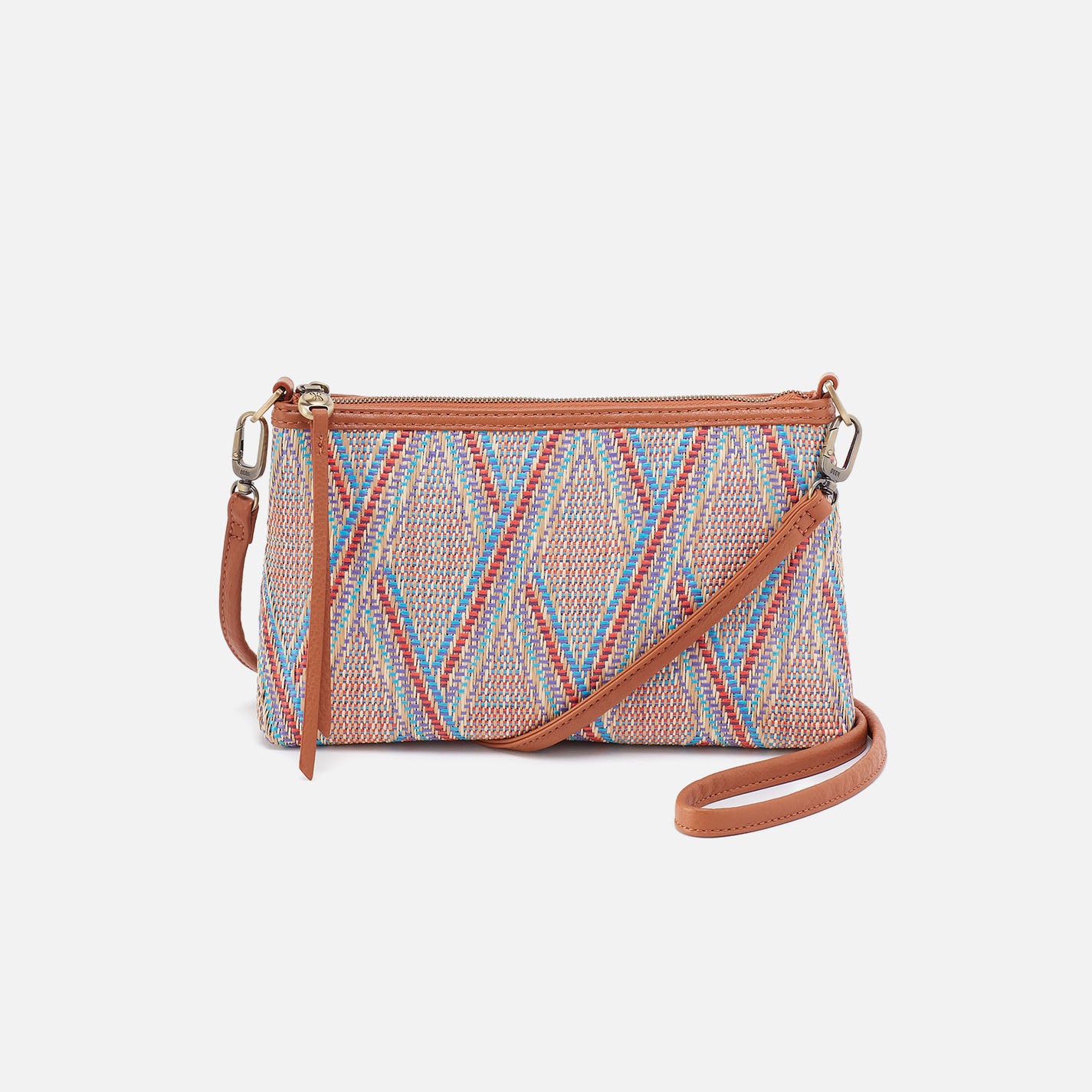 Darcy Crossbody Bag in Multi Weave with Leather Trim - Sunset Raffia Color - Stylish Handbag for Women, Perfect for Shopping, Travel & Everyday Use