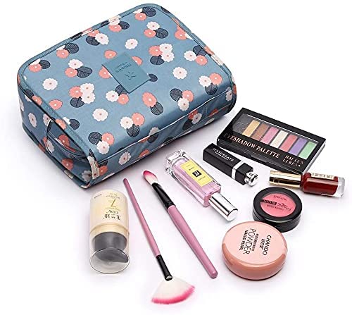 JUBLYN Professional Cosmetic Makeup Organizer Case - Waterproof Travel Makeup Bag with Multiple Compartments, Light Blue Cosmetic Storage Pouch for Women | Perfect for Travel, Home Use & Salon Organization
