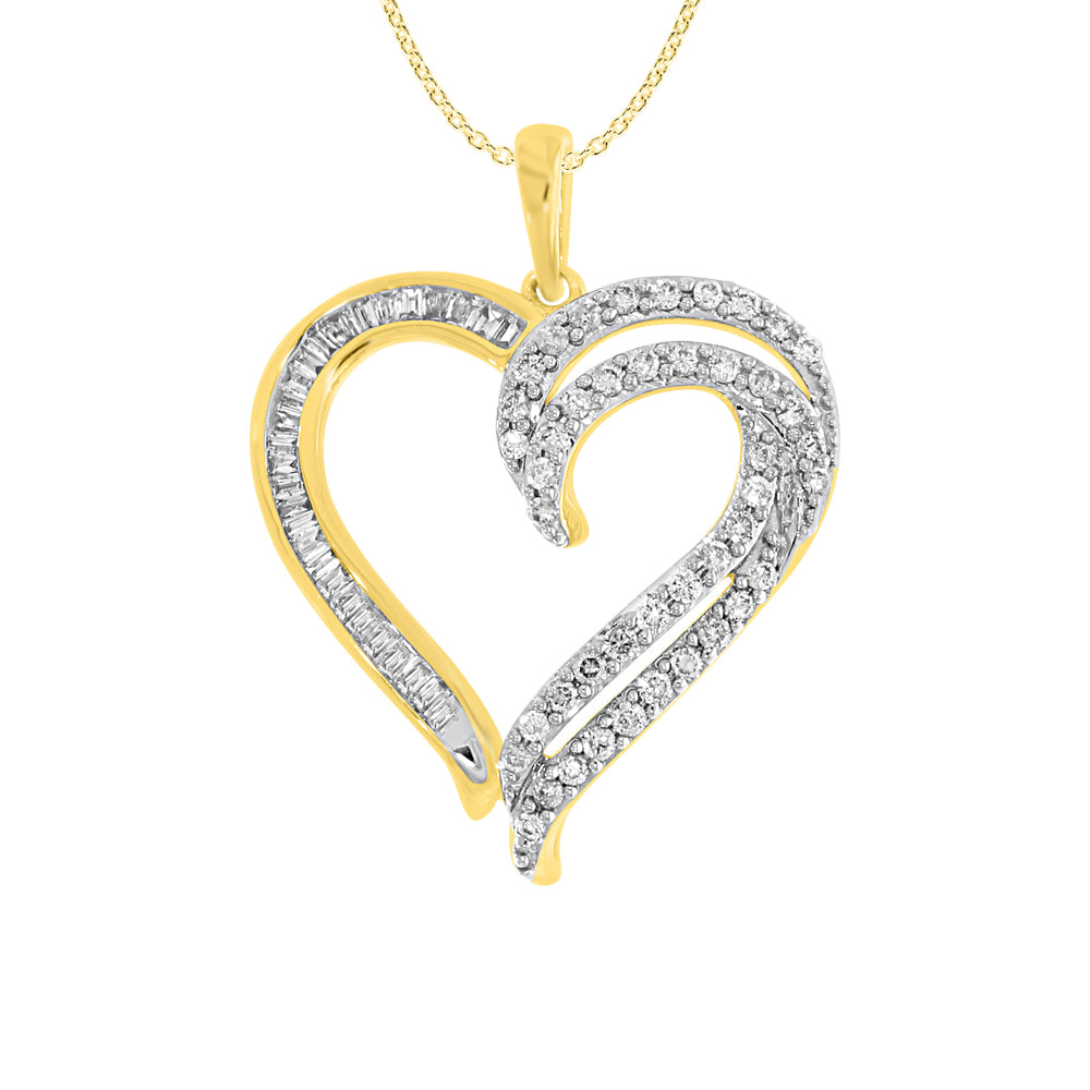9ct Radiant Yellow Gold 1/2 Carat Diamond Heart Pendant with 45cm Chain - Elegant Jewelry Gift for Valentine's Day, Anniversary & Special Occasions