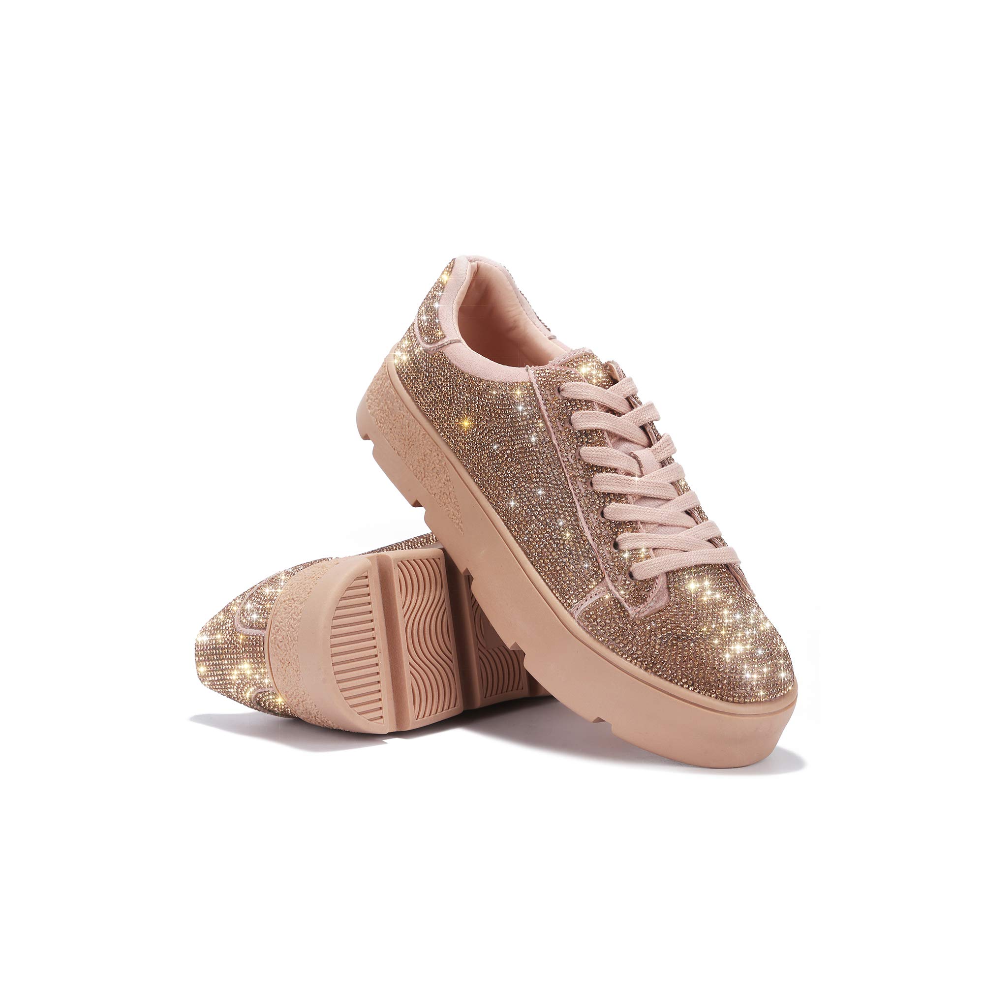 Cape Robbin Women's Euro Platform Sneakers - Fashion Flatform Shoes with Faux Rhinestones | Casual Wear, Street Style, Party Outfits
