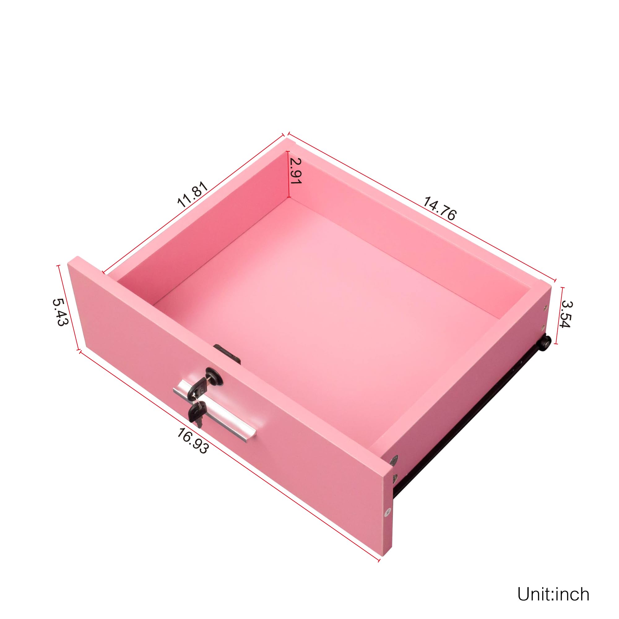Pink Salon Storage Cabinet - Wall Mount Hair Stylist Station with Lockable Drawers & Appliance Holders for Barber Shop Organization