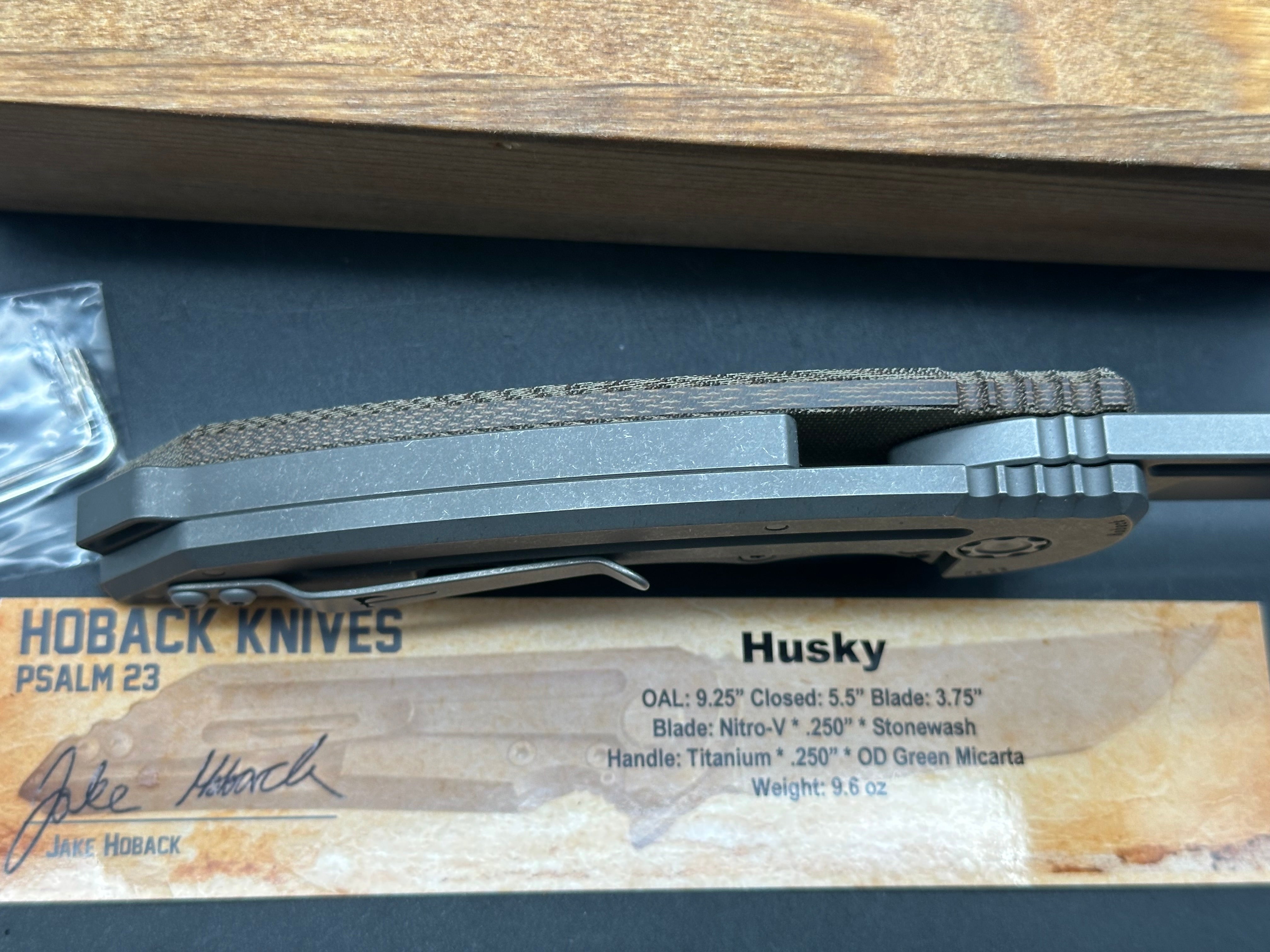 Jake Hoback Husky Folding Knife - Nitro V Stonewash Blade & Titanium Green Micarta Handle - EDC, Outdoor, Camping, Survival Gear