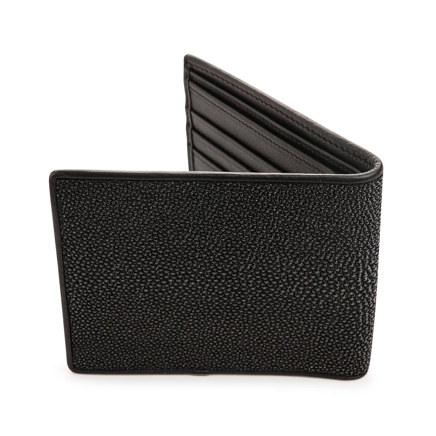 Premium Black Stingray Leather Wallet for Men - Slim RFID Blocking Bifold Wallet with Money Clip - Perfect for Business, Travel & Everyday Carry