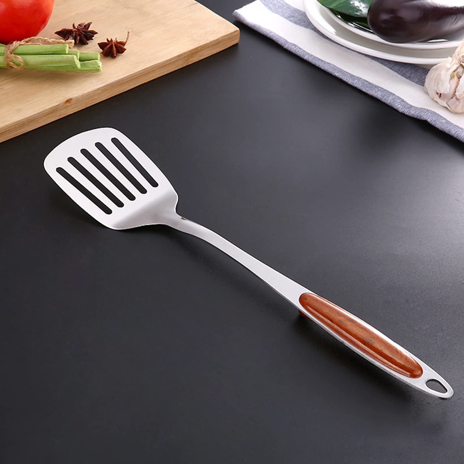 NAIDEV Stainless Steel Slotted Turner Flipper - Professional Kitchen Cooking Utensil for Pancakes, Eggs, Burgers & More - Durable Pancake Spatula for Grilling, Frying & Baking - Perfect for Home Chefs & Restaurants