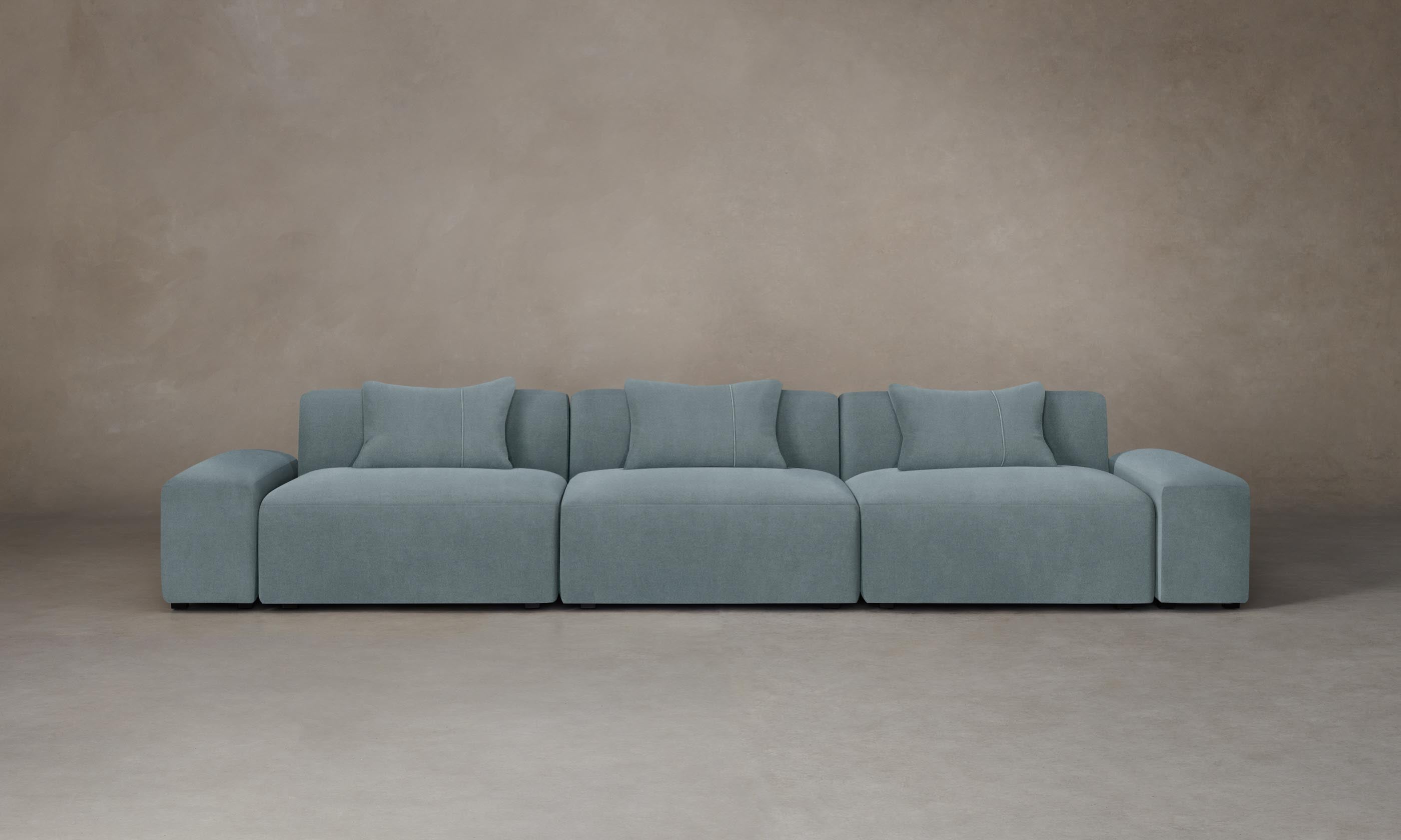 Breuer Modular Sectional Sofa with Performance Velvet Upholstery in Sky Blue - Perfect for Living Room, Lounge & Home Theater Comfort