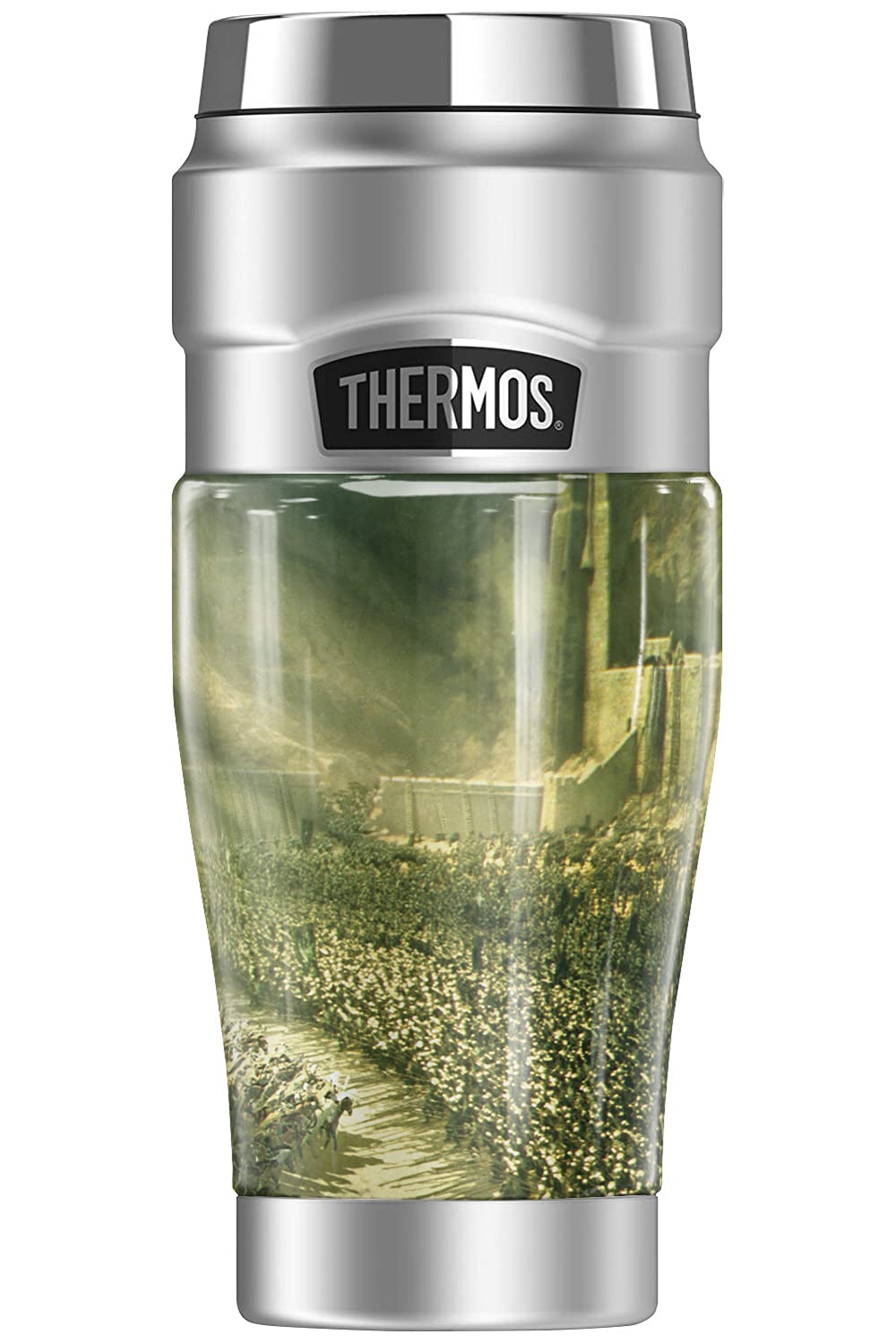Lord of the Rings Helms Deep Stainless Steel Travel Tumbler - 16oz Vacuum Insulated Double Wall Thermos Mug - Perfect for Coffee, Tea & Cold Drinks on the Go
