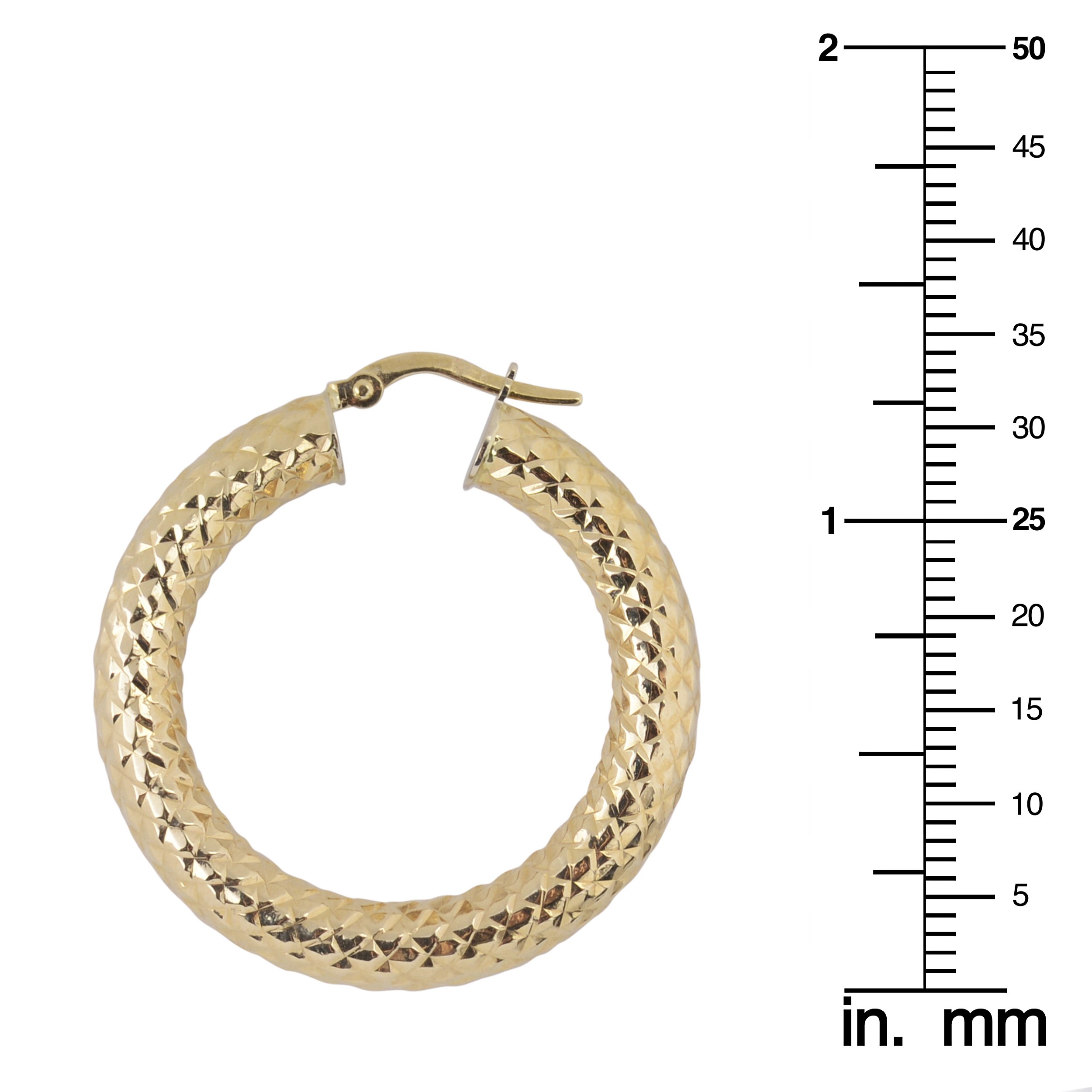 10K Yellow Gold 5x25mm Diamond-Cut Hoop Earrings for Women - Dainty Everyday Jewelry Gift for Her - Perfect for Work, Date Night & Special Occasions