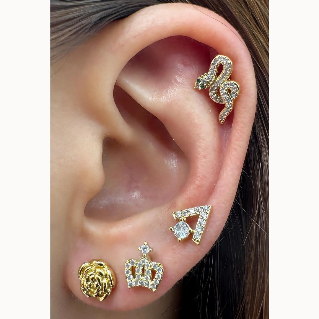 16G Surgical Steel Moon and Star Tragus Stud Earring | HSPJ19113 | Perfect for Cartilage, Helix, and Tragus Piercings | Stylish and Hypoallergenic Body Jewelry
