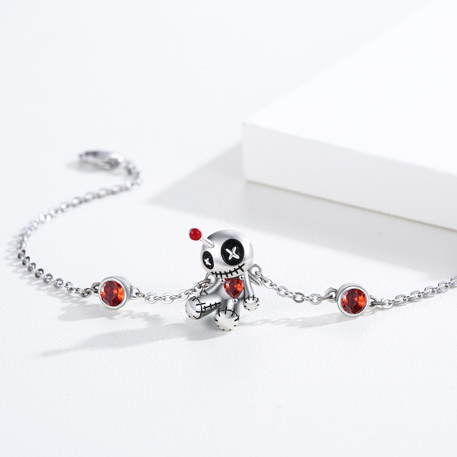 925 Sterling Silver Voodoo Doll Bracelet - Gothic Horror Jewelry for Women, Unique Halloween & Christmas Gift, Perfect for Graduation, Parties & Witchy Aesthetic