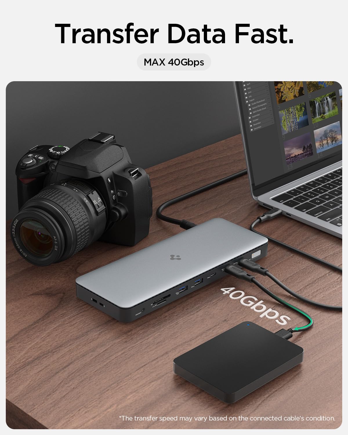 Spigen ArcDock Pro 14-in-1 Thunderbolt 4 Docking Station with 8K Resolution, Triple Display Support, 96W Charging, USB4, HDMI, DP, Ethernet for MacBook Pro/M3/M2/Air & Windows - Perfect for Home Office, Gaming & Multi-Tasking [Includes USB-C Cable & Adapter]
