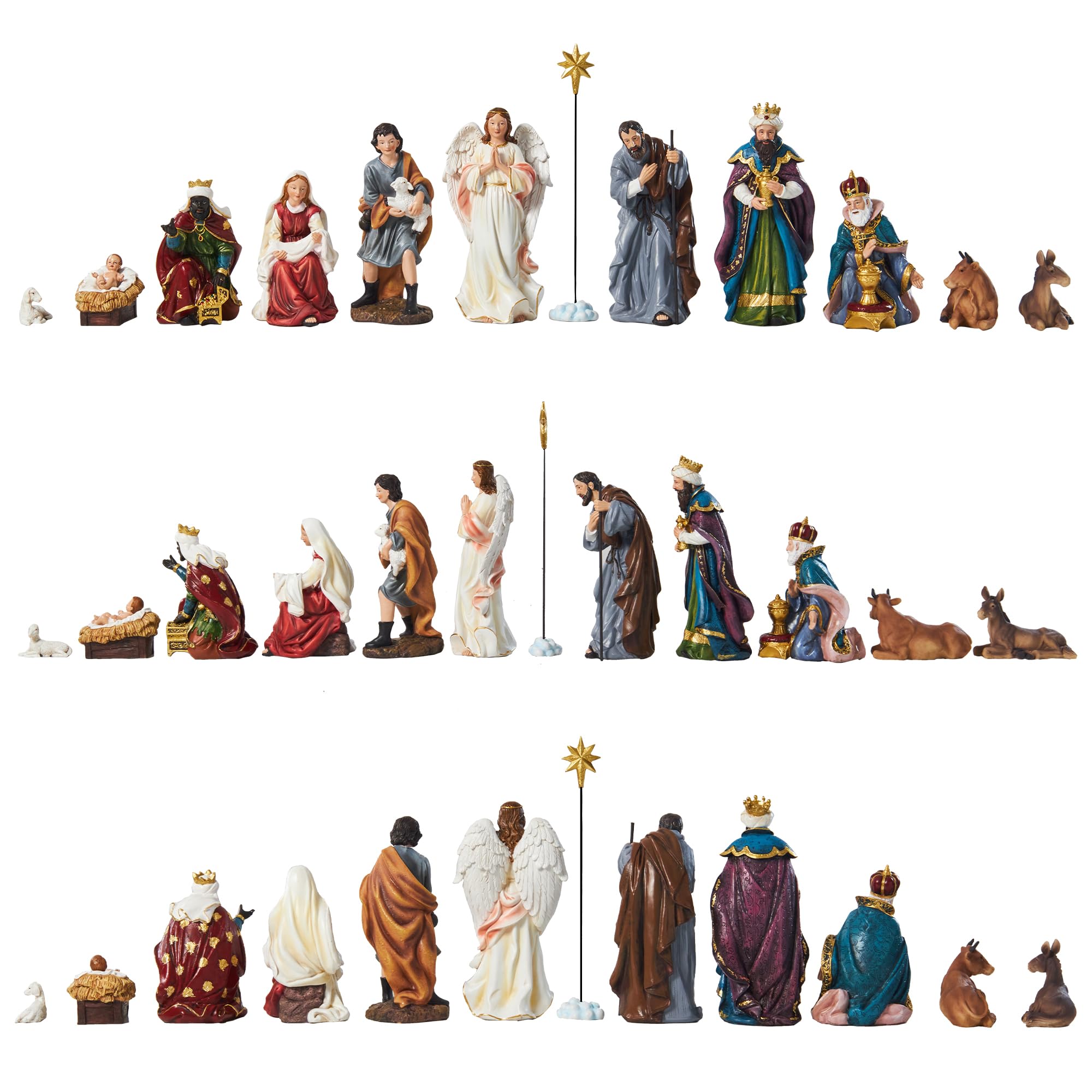 TOETOL 11.8 Inch Nativity Scene Set - 13 Piece Large Resin Christmas Figurines for Indoor Table Decor, Religious Holiday Ornaments & Gift Collection | Perfect for Christmas Home Decor, Church Displays & Holiday Centerpieces