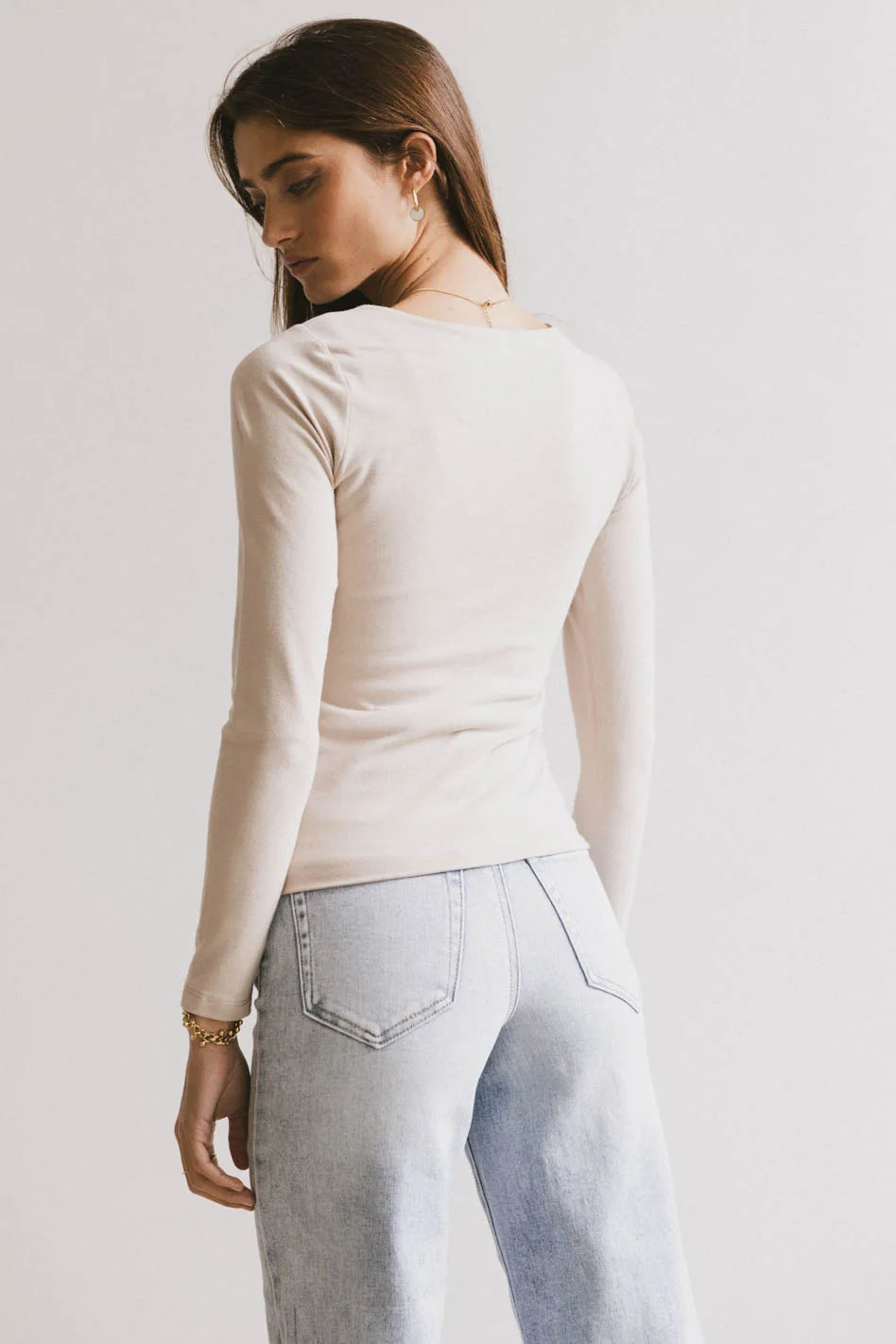 Kendra Basic Top in Fog - Women's Casual T-Shirt for Everyday Wear | Final Sale