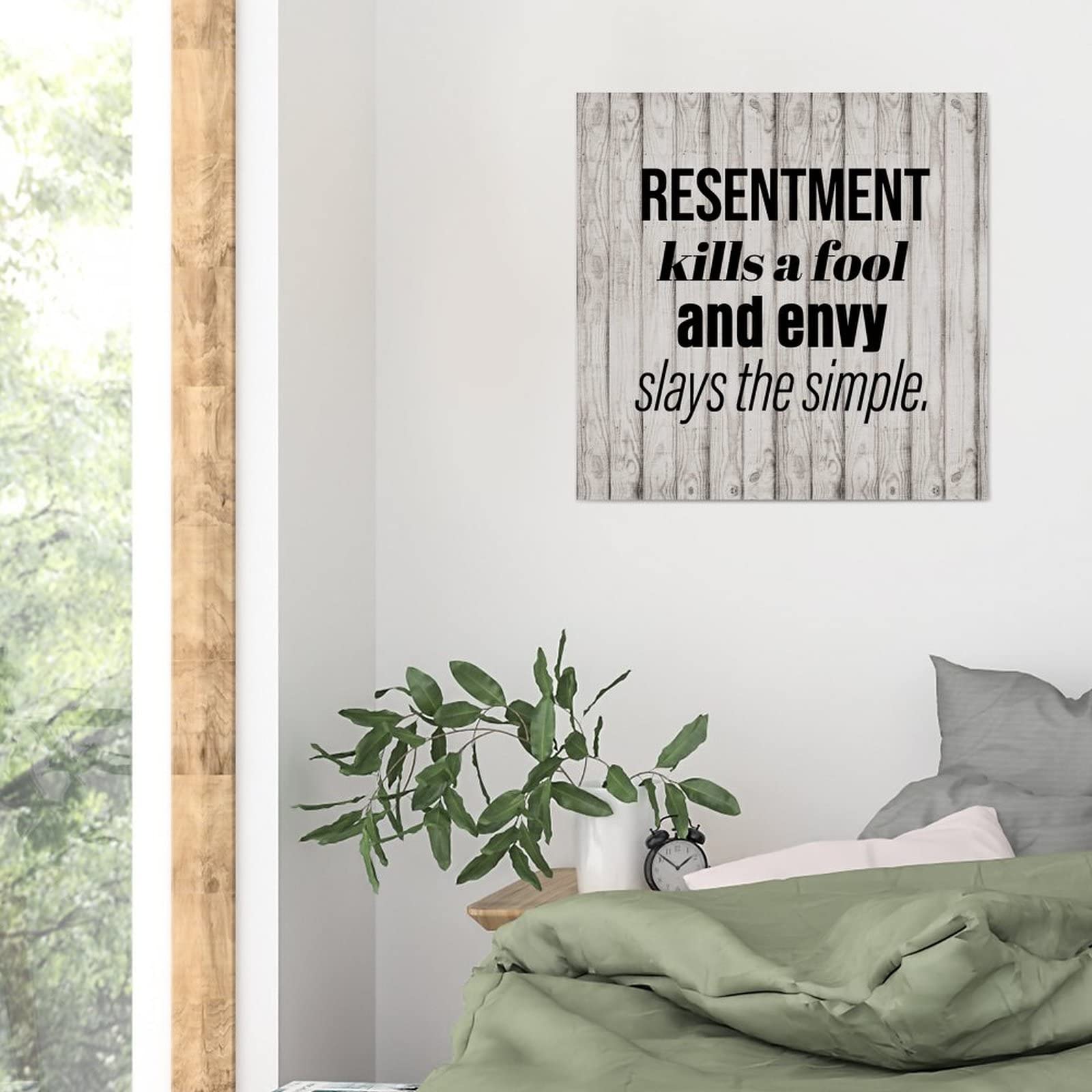 Custom Wooden Plaque - 'Resentment Kills A Fool, And Envy Slays The Simple' Inspirational Quote Sign - 16x16 Inch Home & Office Decor - Perfect Gift for Birthdays, Housewarming, or Motivational Wall Art