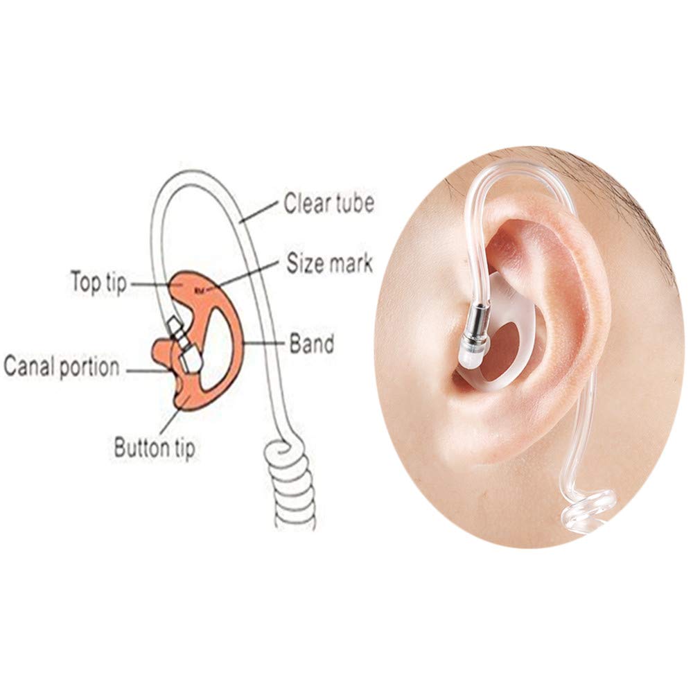 2 Pairs Medium Earmold Earbuds for Two-Way Radio with Air Acoustic Coil Tube - Clear Audio for Communication & Industrial Use
