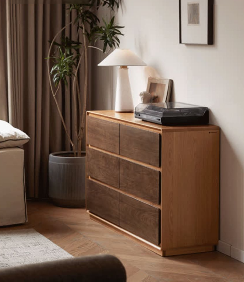 Premium Black Walnut & Cherry Solid Wood Modern Dresser Drawer Cabinet - Stylish Bedroom Storage for Clothes, Linens & Accessories
