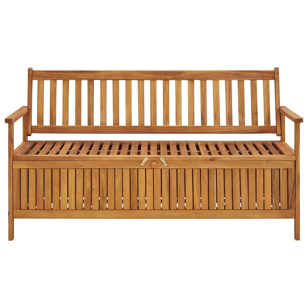 vidaXL Solid Acacia Wood Storage Bench - Stylish Patio Furniture with Large Storage Compartment, Durable Outdoor Seating, Natural Oil Finish - Perfect for Garden, Deck, and Entryway Organization