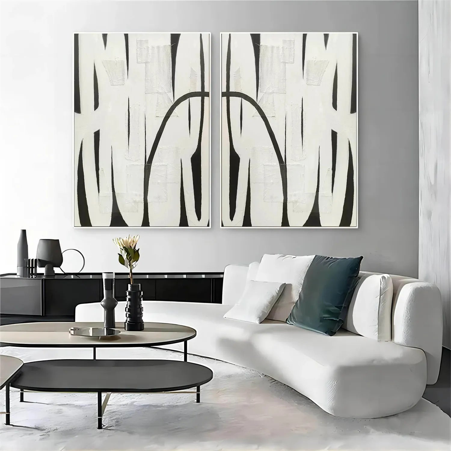 Abstract Tranquility Set of 2 Wall Art Paintings - Modern Minimalist Canvas Prints for Living Room, Bedroom & Office Decor #WS141
