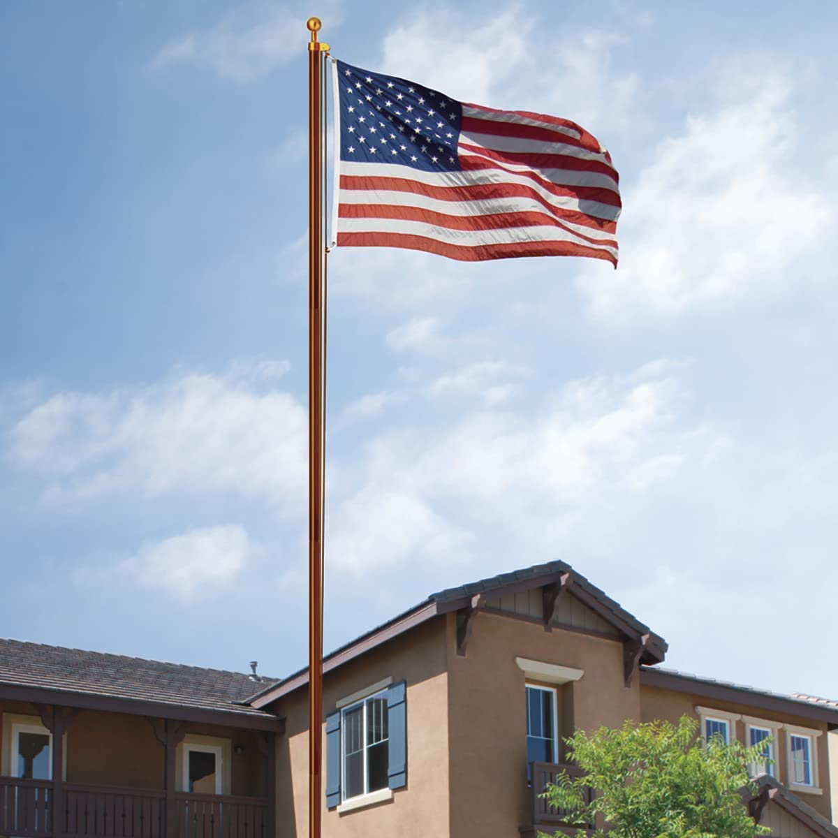 18FT Heavy Duty US Steel Flag Pole Kit for Outdoors - All American Inground Flagpole with 4x6 Embroidered Flag - Perfect for Residential House Porch, Commercial Buildings & Patriotic Events - Made in USA