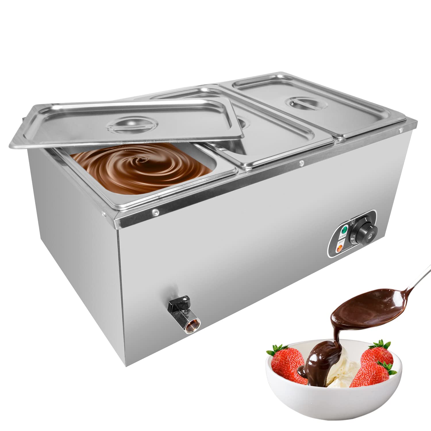 ALDKitchen Electric Bain Marie Steam Warmer - 3-Tank Stainless Steel Buffet Food Warmer (110V) for Restaurants, Catering & Home Kitchen Use