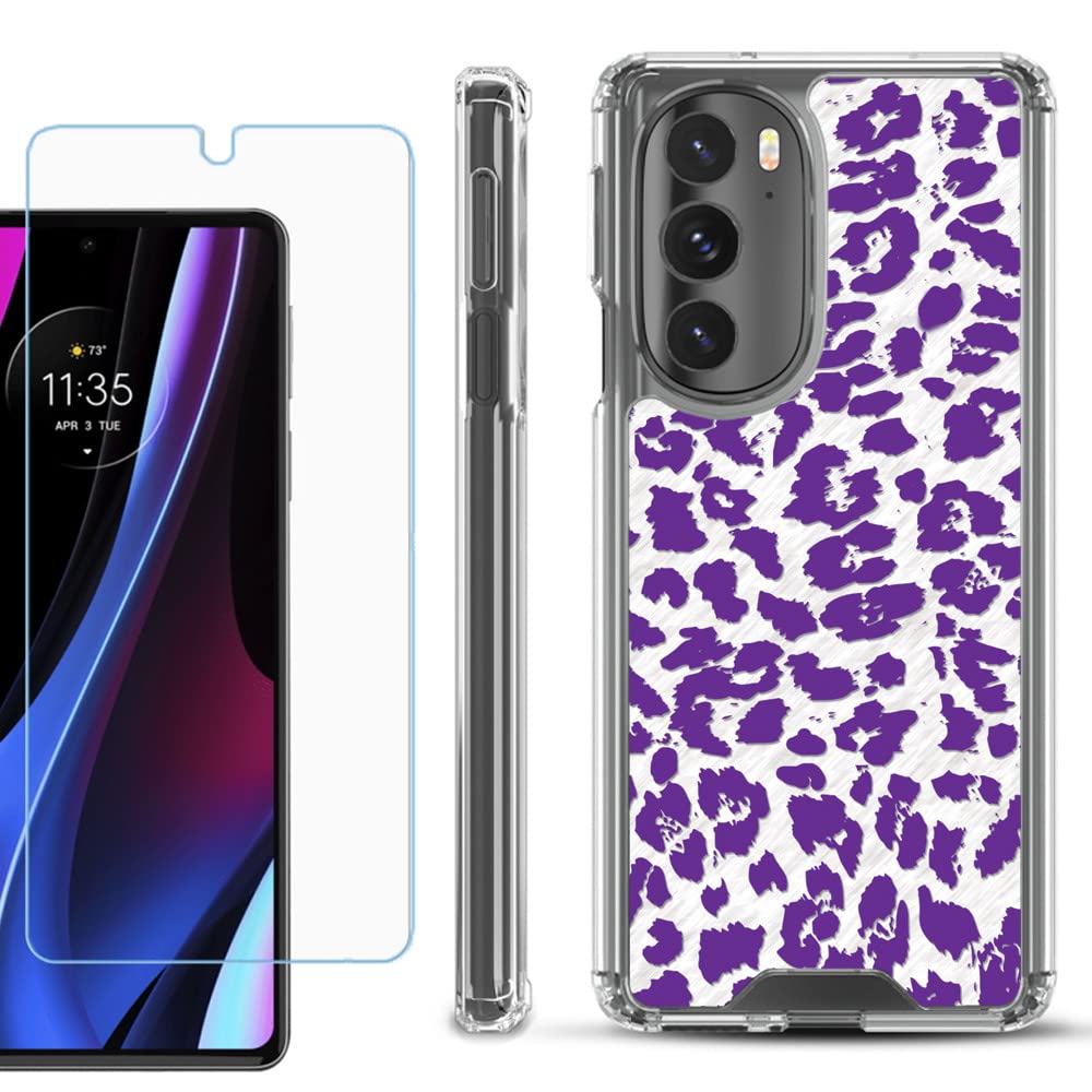 Shockproof Phone Case for Motorola Moto Edge+ 5G - Cheetah Purple | Durable Protection for Outdoor & Travel