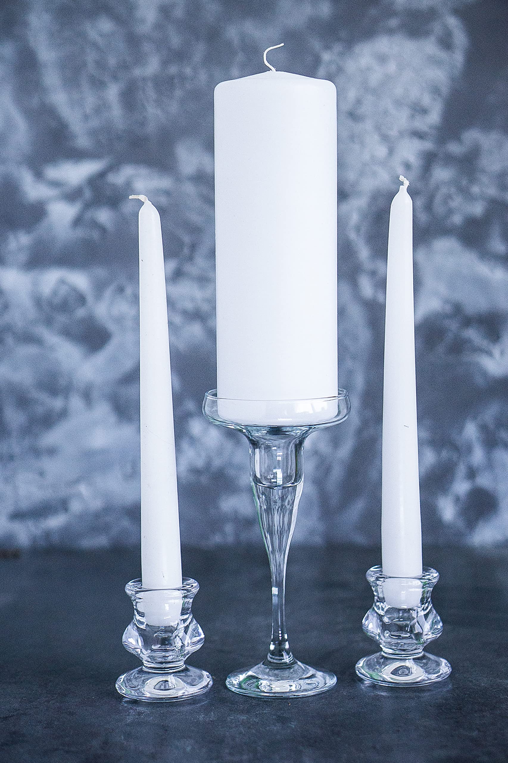 Elegant Unity Candle Holder Set for Wedding Ceremony - Glass Taper & Pillar Candle Holders - Custom Wedding Decor for Unity Ceremony & Romantic Home Decor