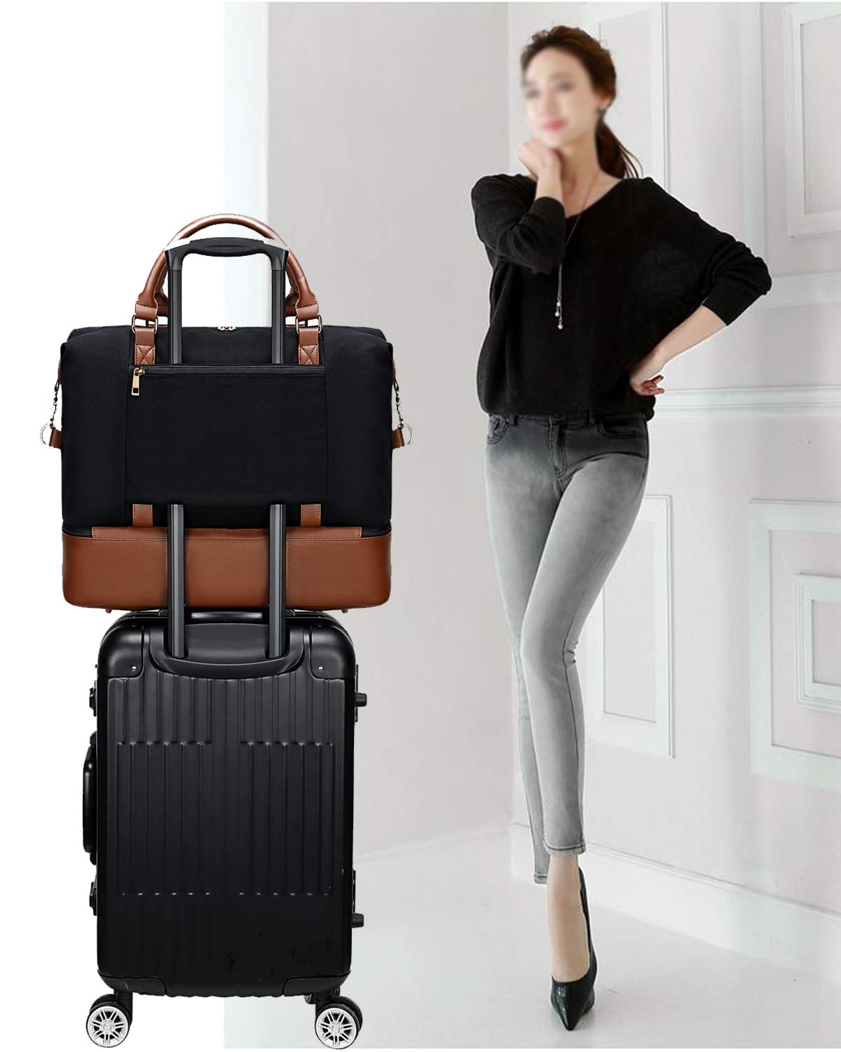 BLUBOON Women's Travel Weekender Bag - Carry-On Tote with Shoe Compartment & Duffle Overnight Bag for Gym, Work, Weekend Getaways & Air Travel