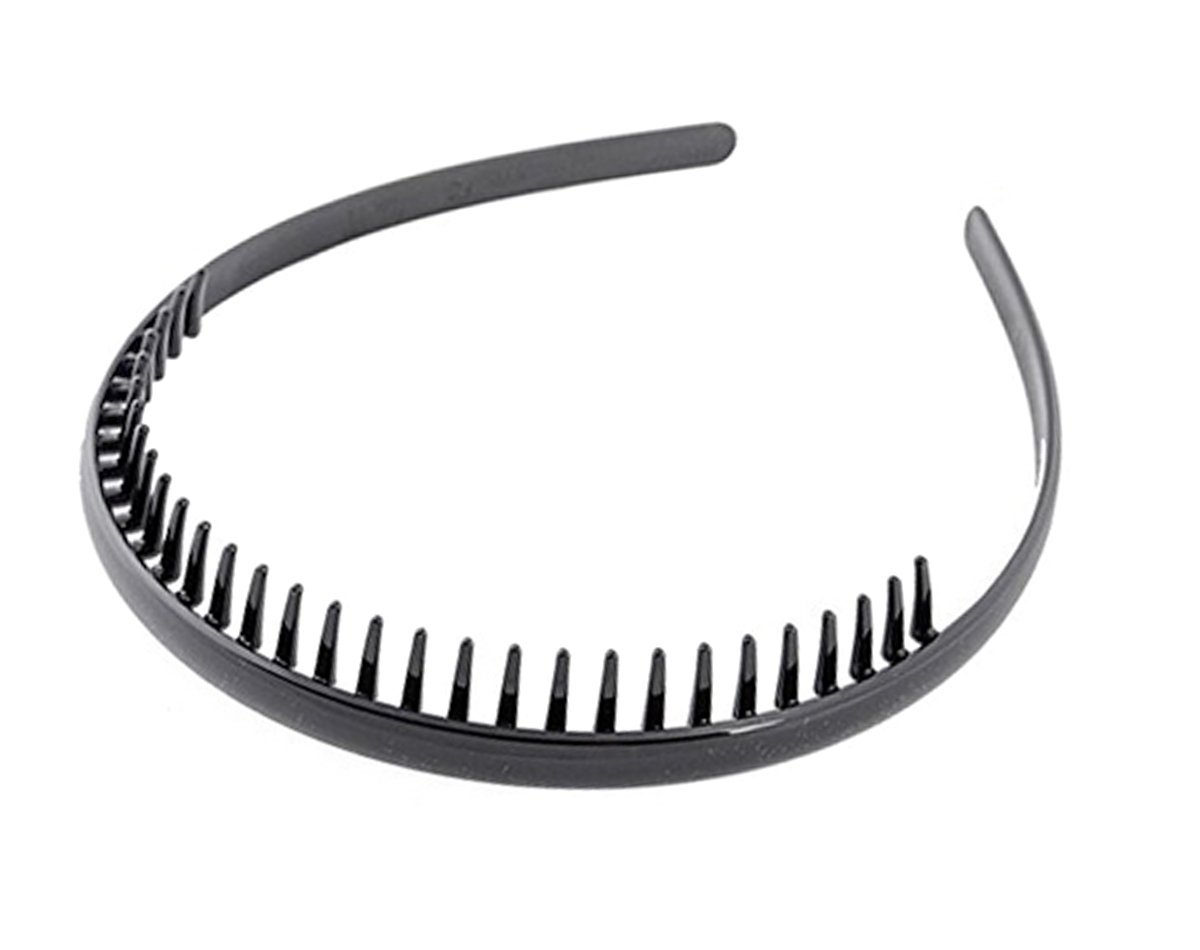 6 Pack Black Acrylic Toothed Hair Clips - Classic Teeth Comb Headbands for Men & Women - Perfect for Styling, Ponytails, and Keeping Hair in Place at Work, Gym, or Parties