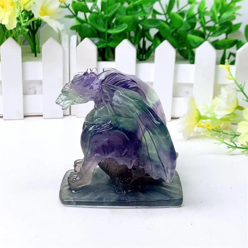 Natural Fluorite Dragon Skull Crystal - Feng Shui Healing Mineral Statue for Home & Office Decor, Unique Gift Idea - Perfect for Meditation Spaces, Altars, and Fantasy Room Themes