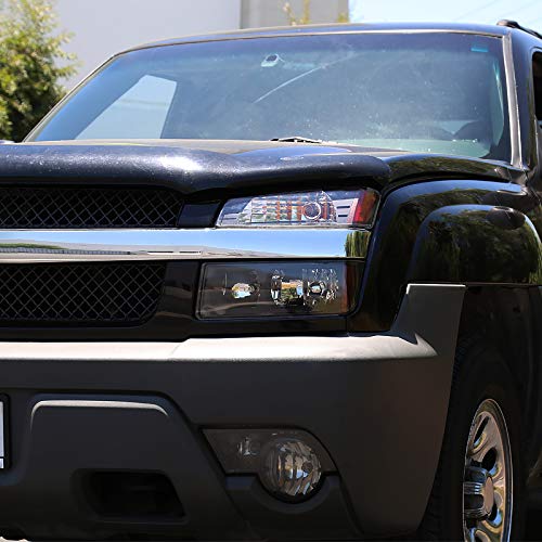 2002-2006 Chevy Avalanche 1500/2500 Black Replacement Headlights & Bumper Turn Signal Lights Pair (Left+Right) - Upgrade for Night Driving & Off-Road Adventures