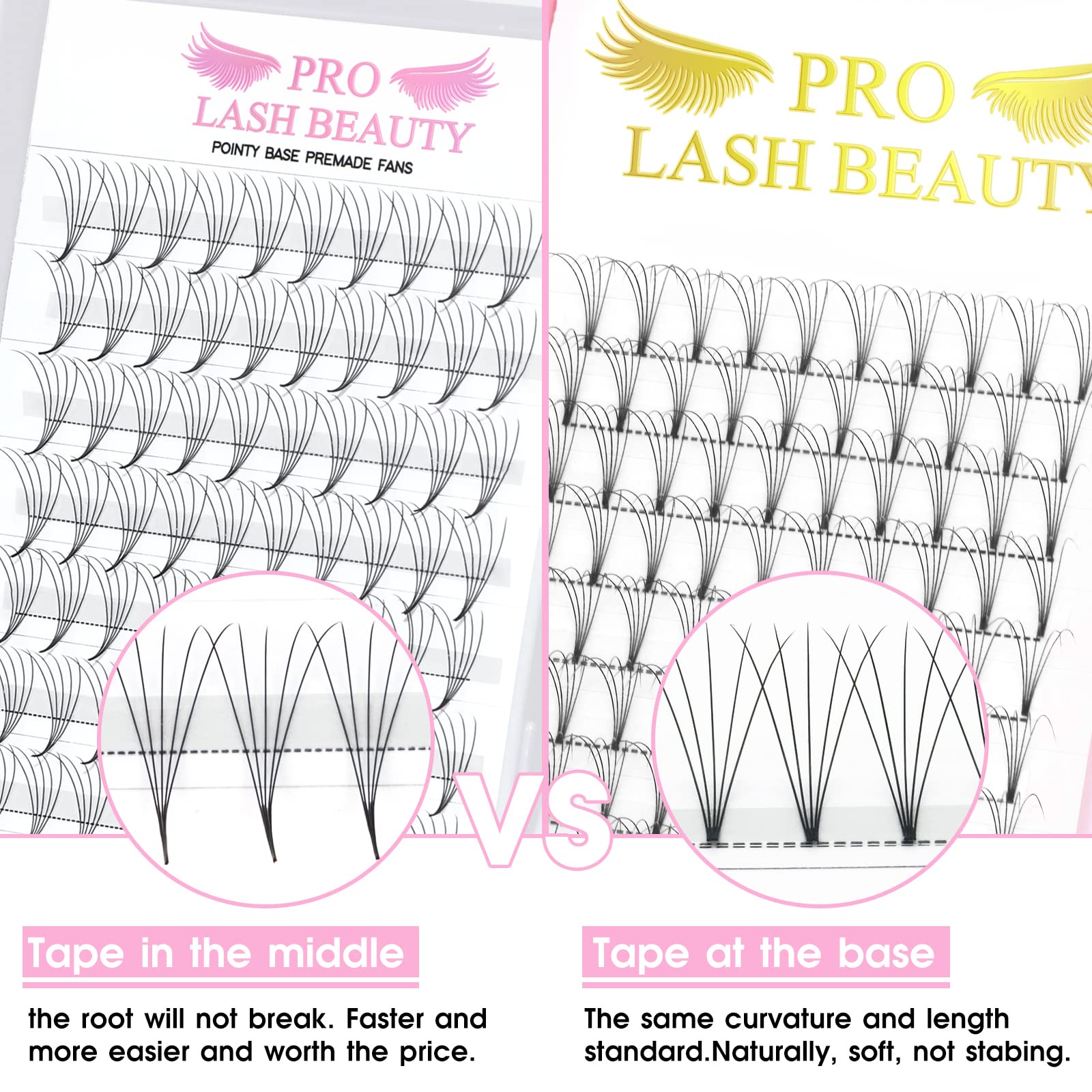 10D-D-0.07-9mm Premade Volume Eyelash Extensions - C/D Curl Pointed Base Fans for Dramatic Look | Professional Salon & DIY Home Use