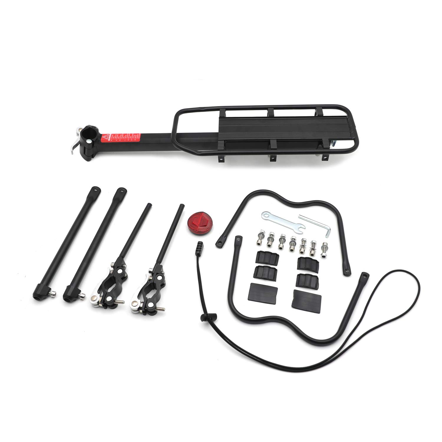 HTTMT Bike Rear Rack - Quick Release Metal Pannier Rack with Fender & Luggage Carrier for Bicycles | Universal Fit for Road & Mountain Bikes | Perfect for Commuting, Touring & Grocery Hauling [P/N: ET-BIKE-RACK002-BK]