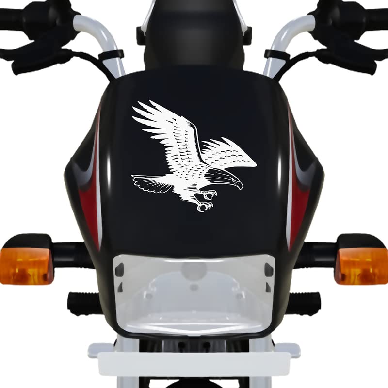 Dikoria Eagle Design Bike Sticker - Premium Vinyl Decal for Racer Bikes, Sports Bikes, Scooters (6x6 Inch) - White Color - Waterproof & UV Resistant - Perfect for Motorcycle Enthusiasts & Custom Bike Decoration