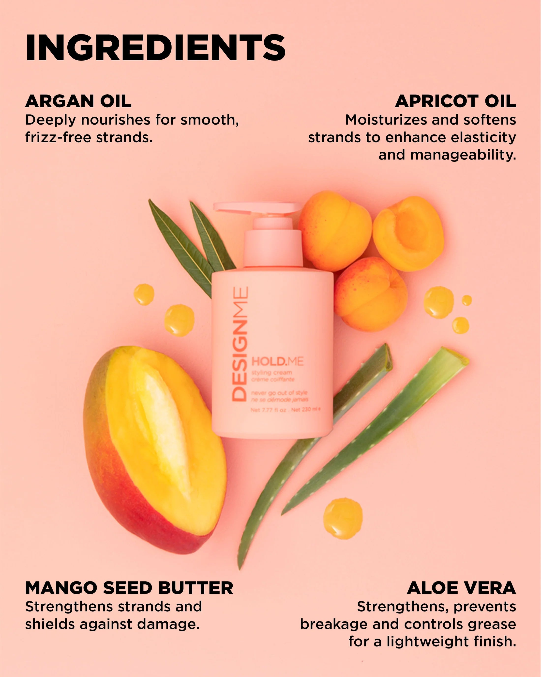 DESIGNME HOLD.ME Styling Cream 230ml - Strong Hold Hair Styling Product for Men & Women - Perfect for Curly, Wavy & Straight Hair - Salon Quality Hair Cream for Frizz Control & Shine - Great for Everyday Styling & Special Occasions