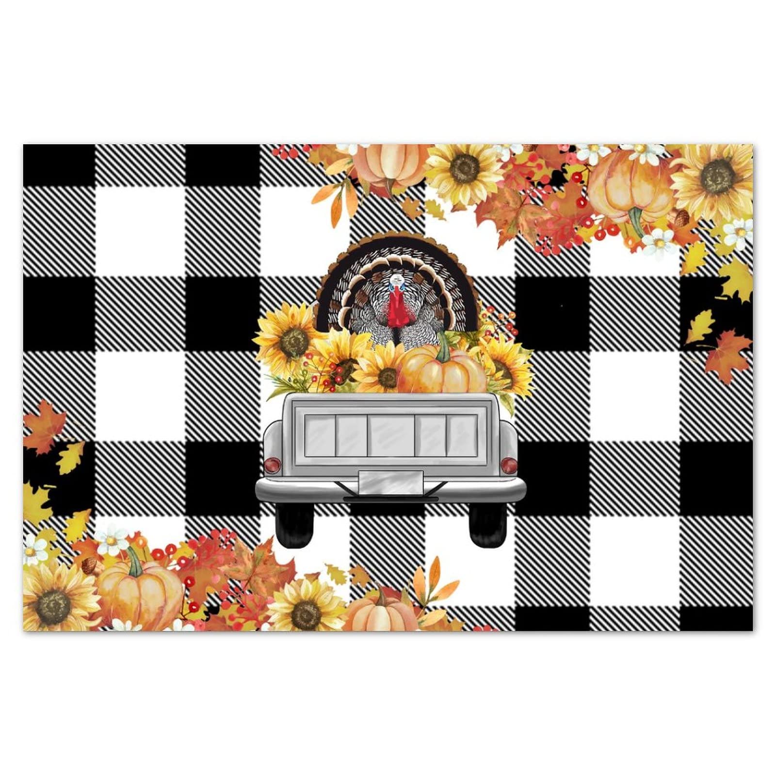 Thanksgiving Fall Truck Coir Door Mat 24