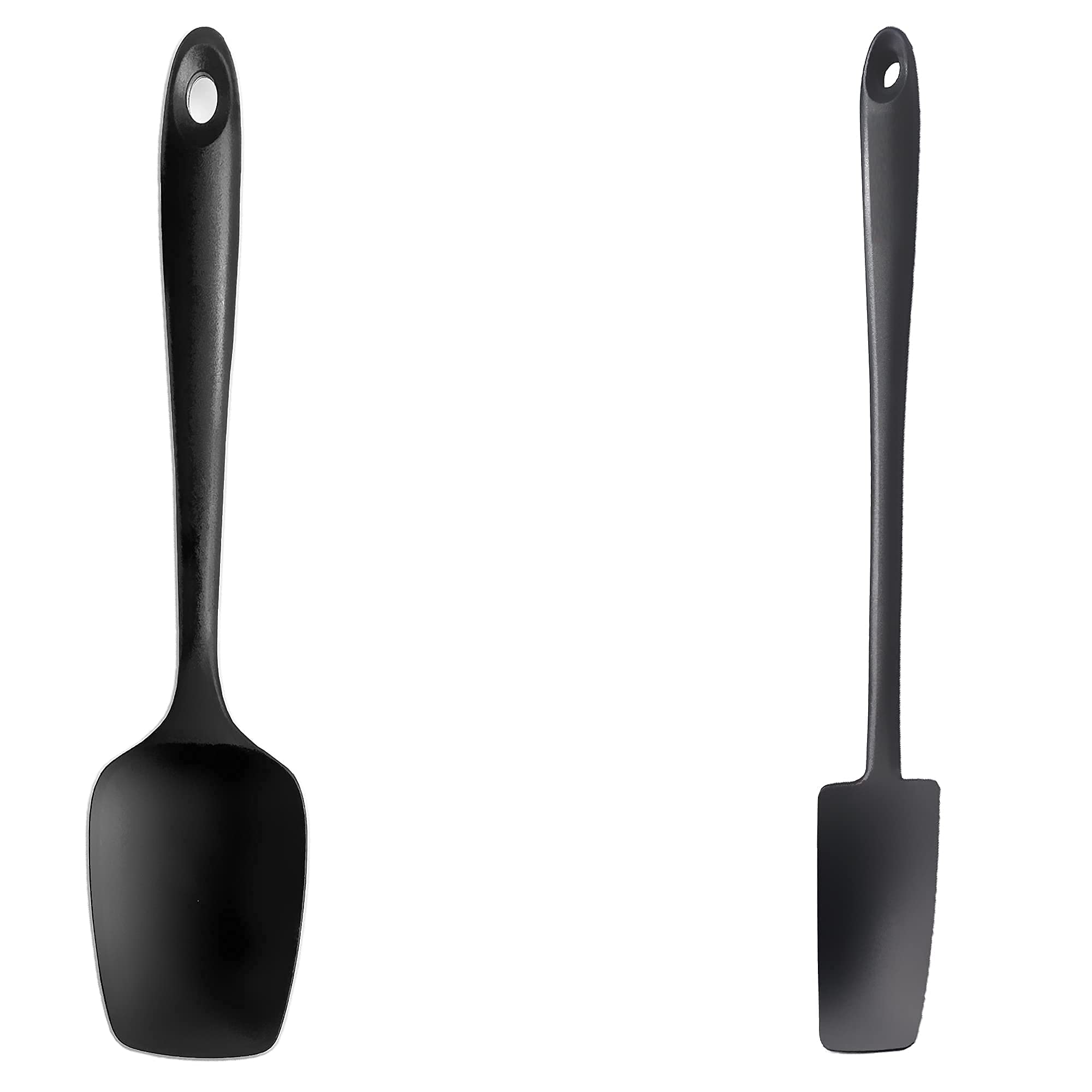 2-Pack Silicone Spatula Set - Long Handle Jar Spatula & Large Spoon Spatula for Baking, Cooking, and Mixing - Heat Resistant Kitchen Utensils for Jars, Bowls, and Pots